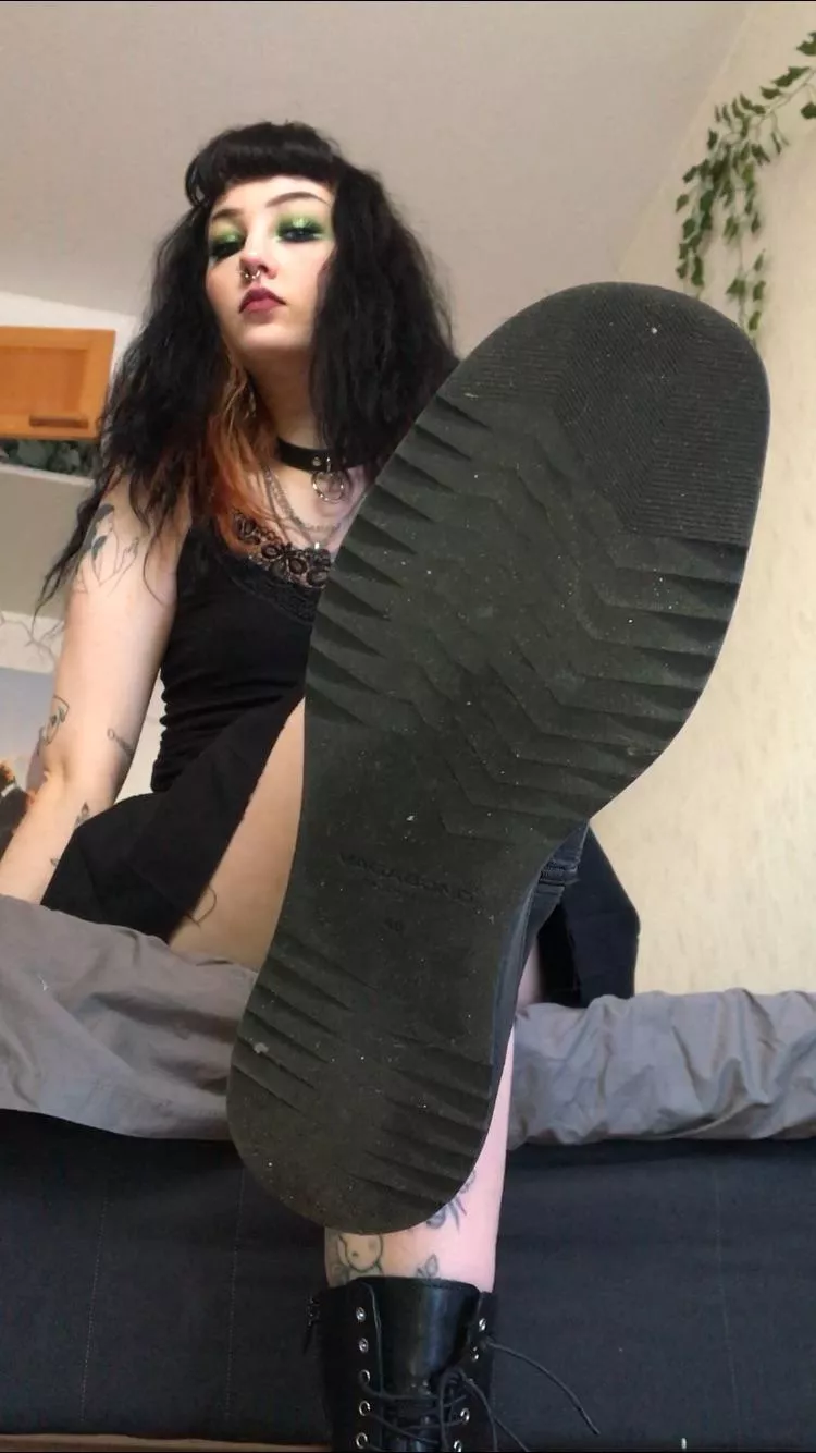 [domme] Today Iâ€™ll make you clean my shoes with your tongue! Go ahead and start licking bitch!