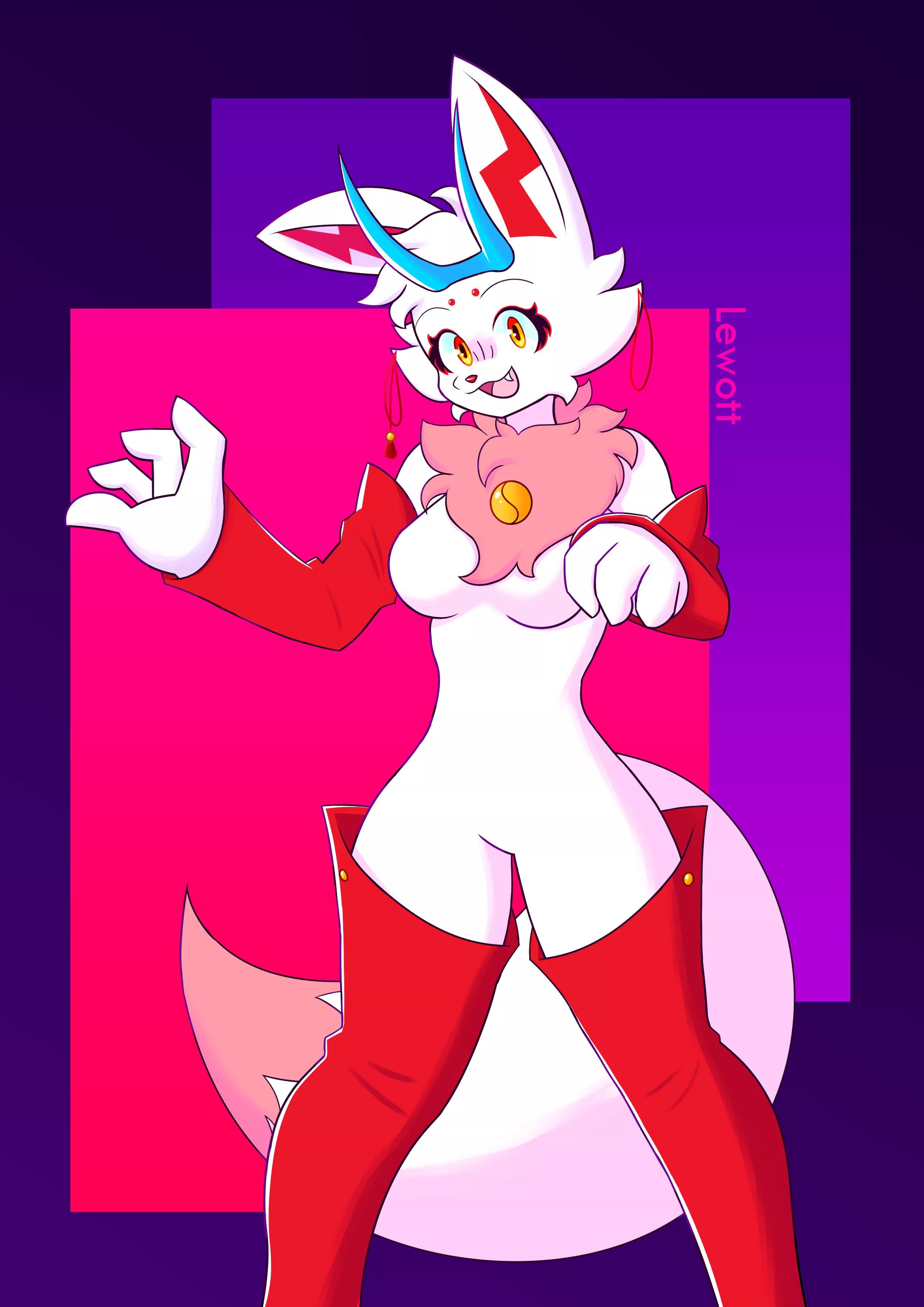 Drew anthro Ikazune from Loomian Legacy (@Lewott_ on Twitter)