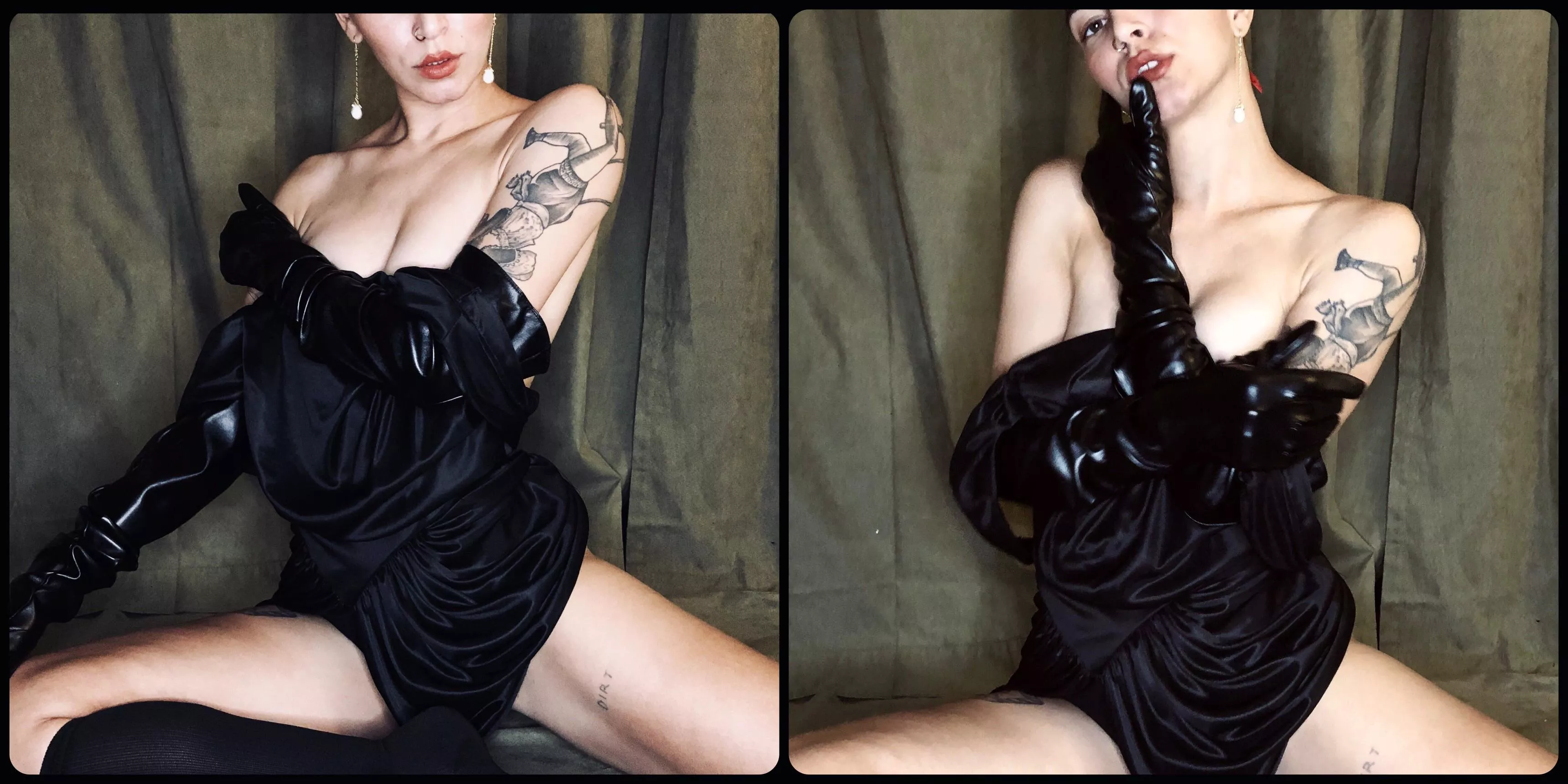 dripping for you â€¦ black liquid satin and leather ðŸ’‹ðŸ—¡