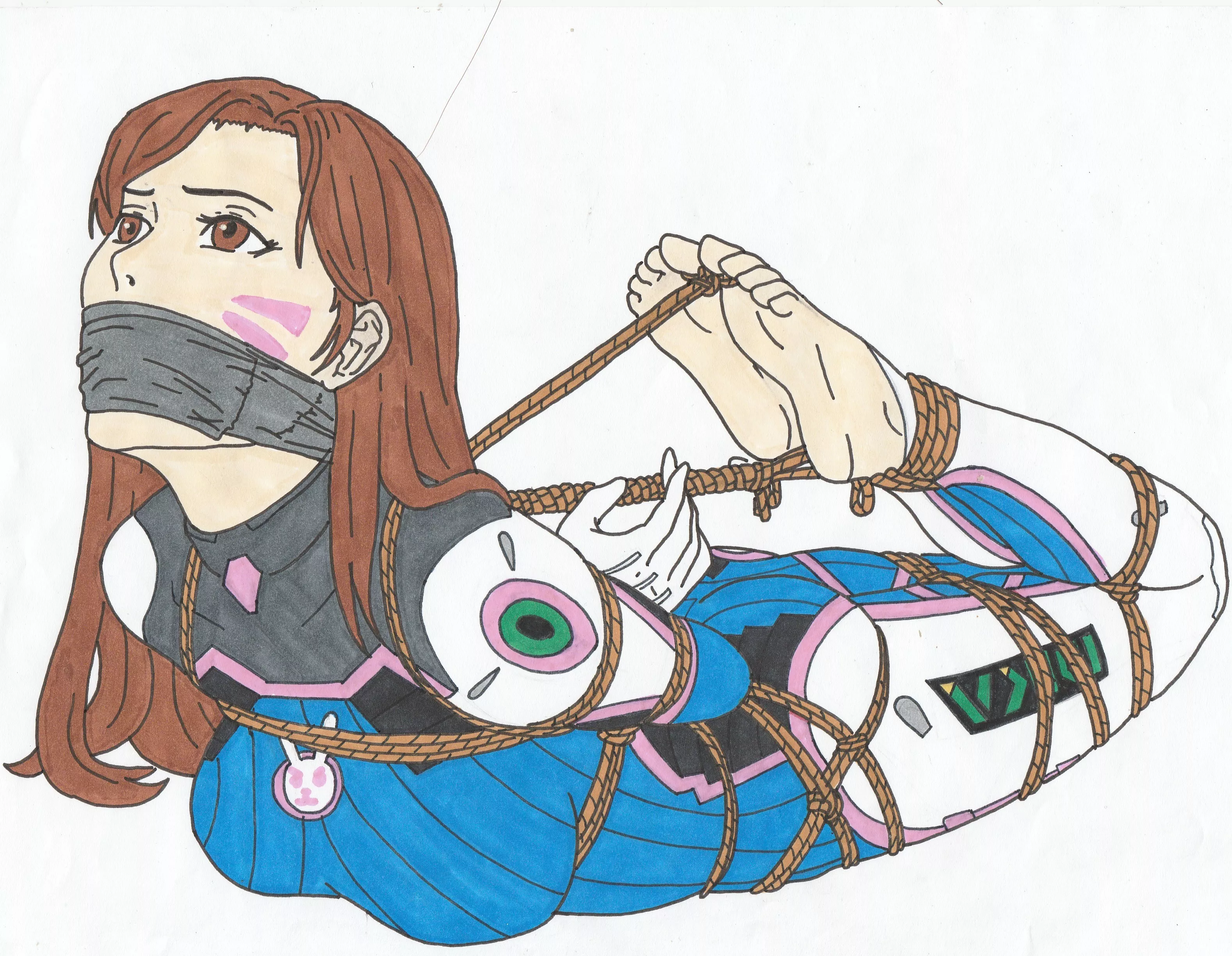 D.Va tape gagged and bound (freckles-AA95)[Overwatch]