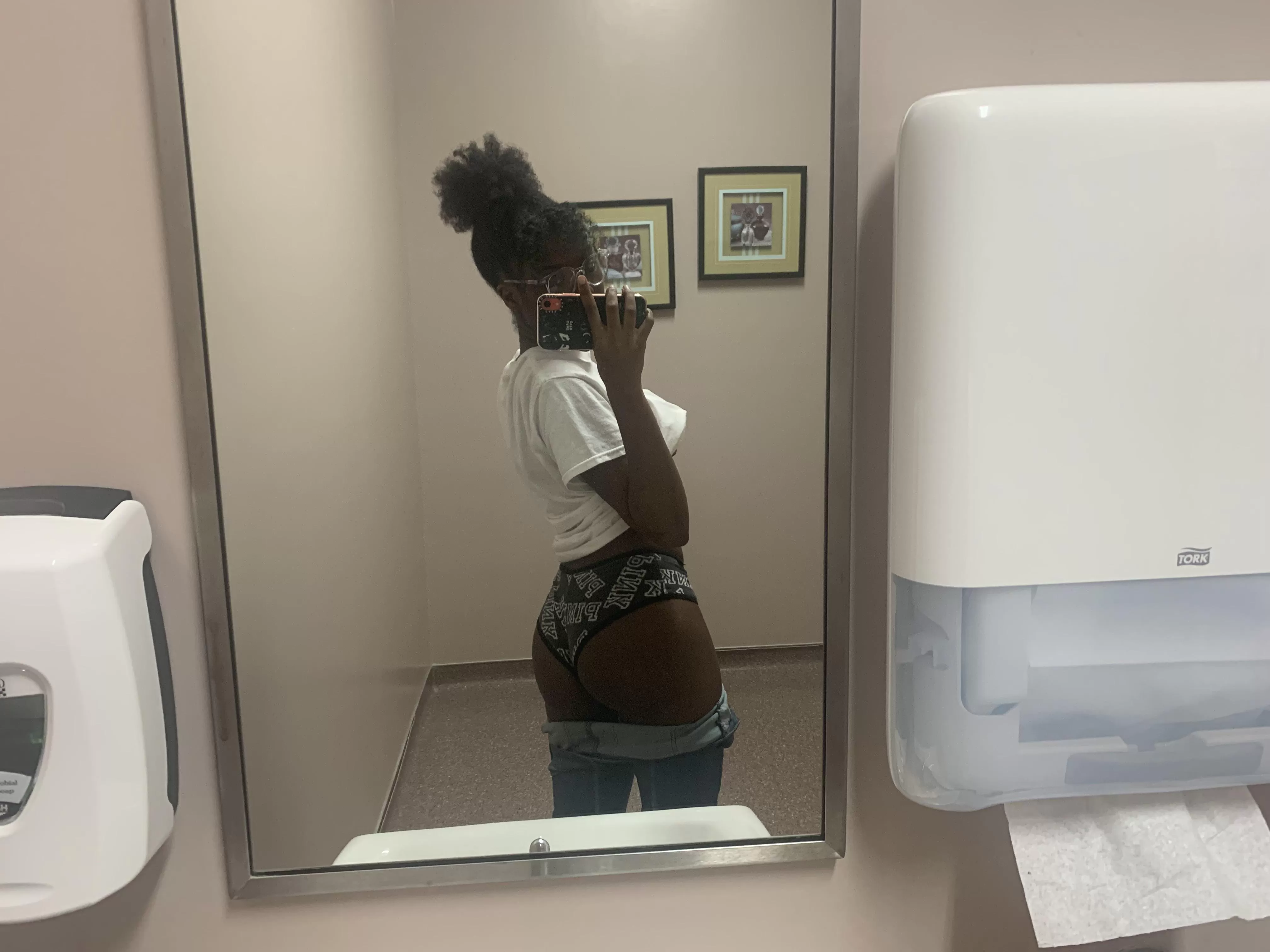 Ebony little booty at work