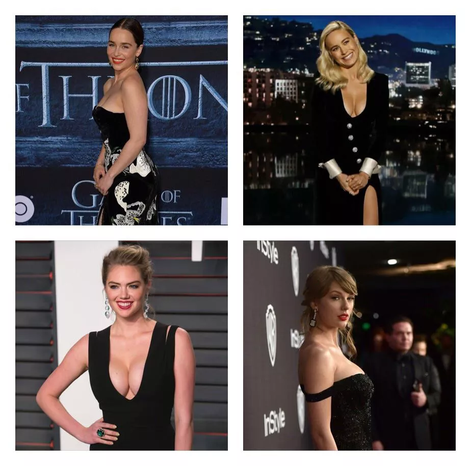 Emilia Clarke, Brie Larson, Kate Upton and Taylor Swift looking amazing in black dresses