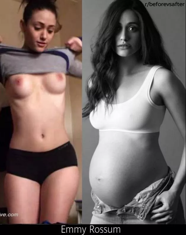 Emmy Rossum before and during pregnancy