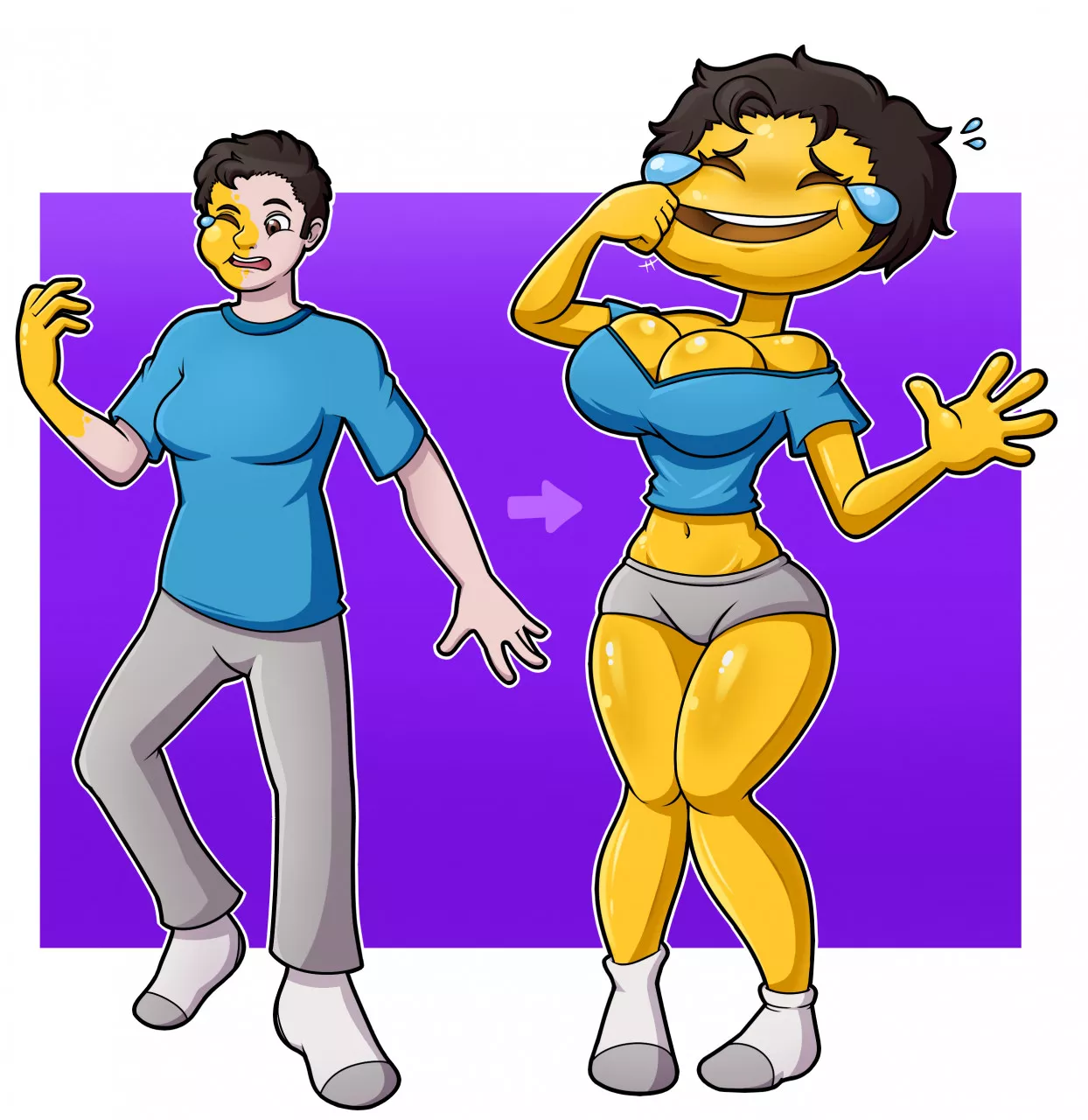 Emoji TF [Human -> Anthro 😂] by Cloney