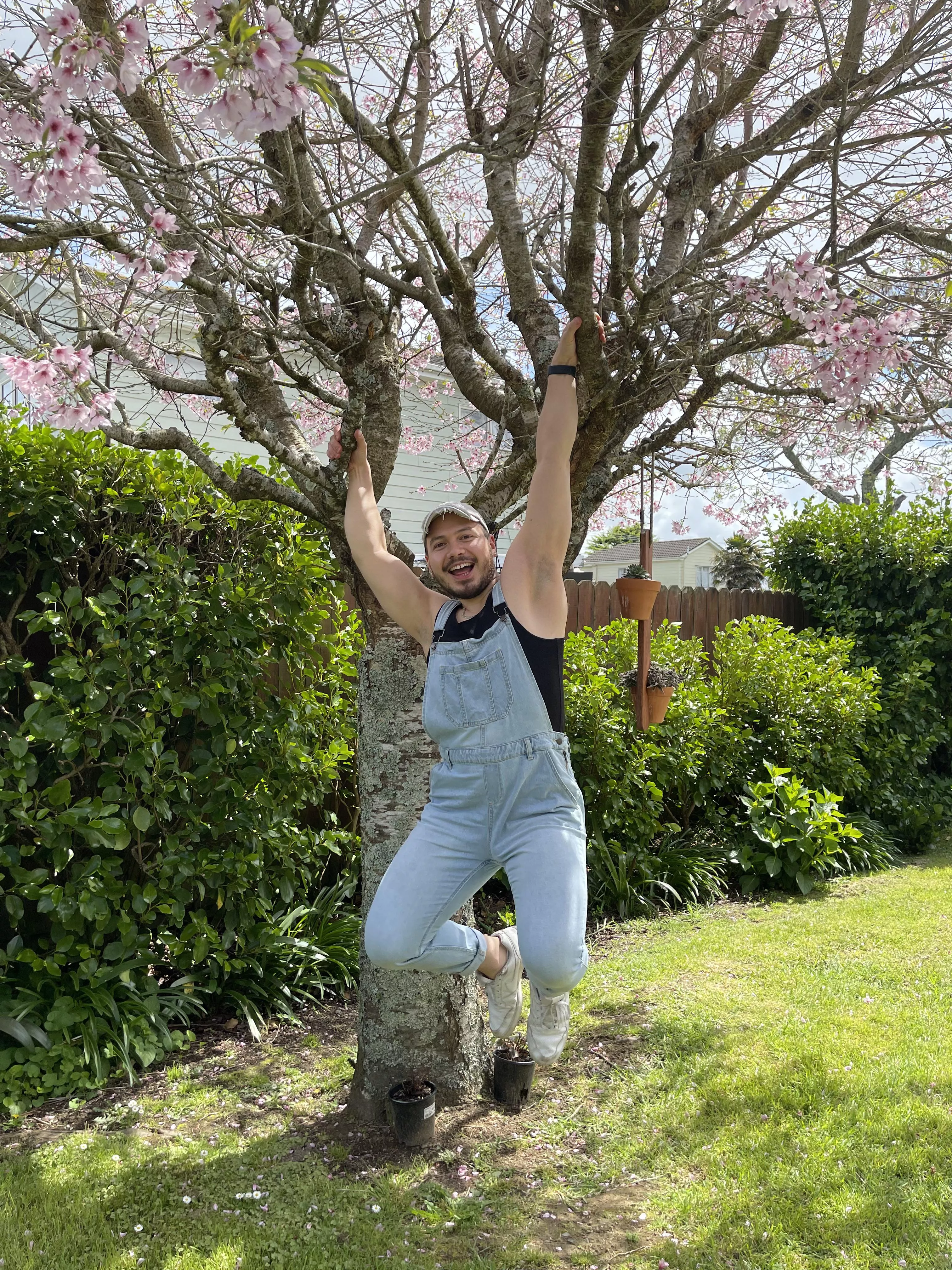 Enjoying the cherry blossom tree 🌸 in my best friend’s backyard