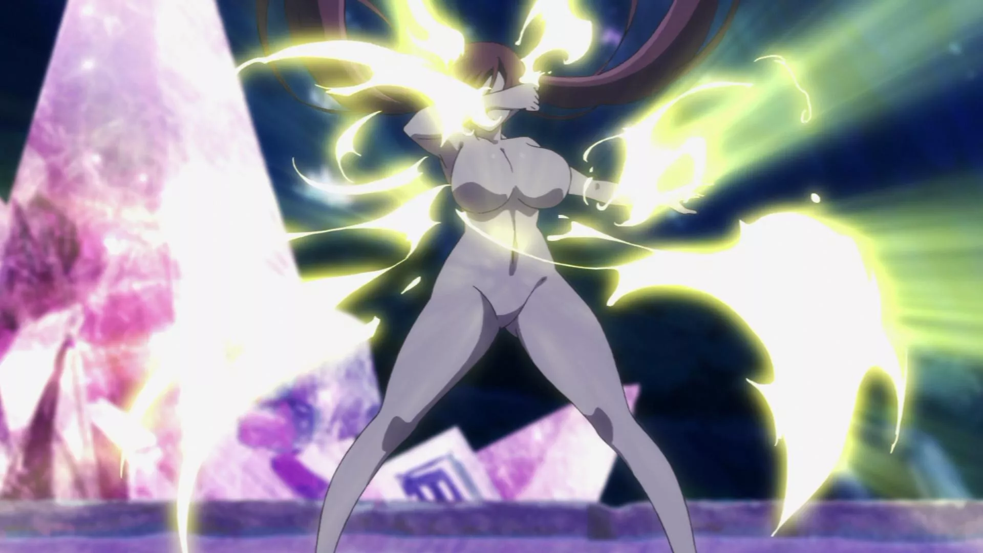 Erza naked while transforming in [Fairy Tail movie 2]