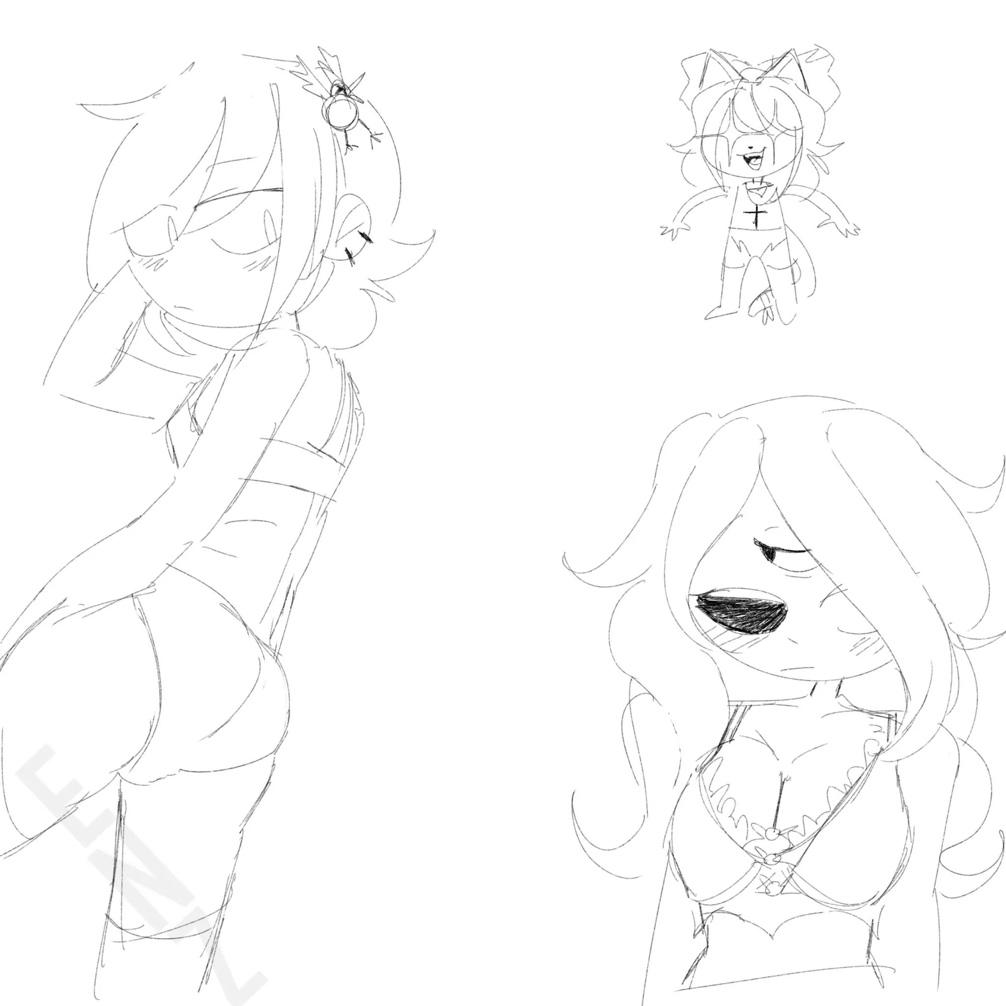 Eve and Dogma sketches + a guest appearance of the iconic Waifu Guppy for old times sake