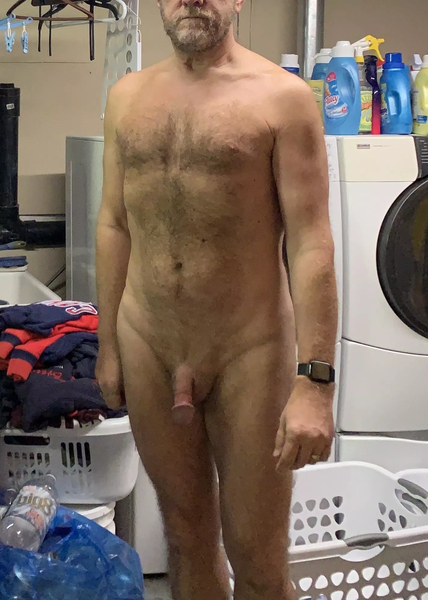 Everyone needs to do laundry, even old guys. Not a great shot and a cluttered laundry room. Sorry for the mess. :)