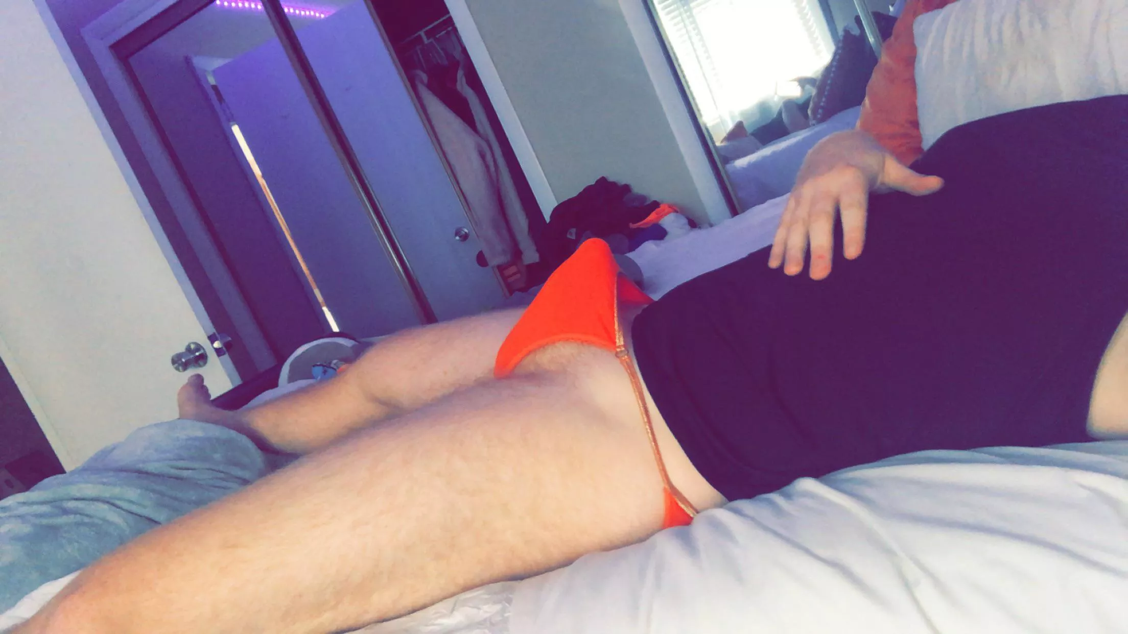 excited in my orange thong