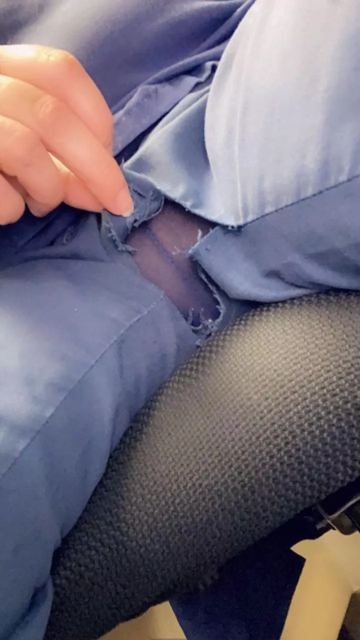 (F) I split my scrub bottoms at work...oh well, easier accessðŸ¥µ