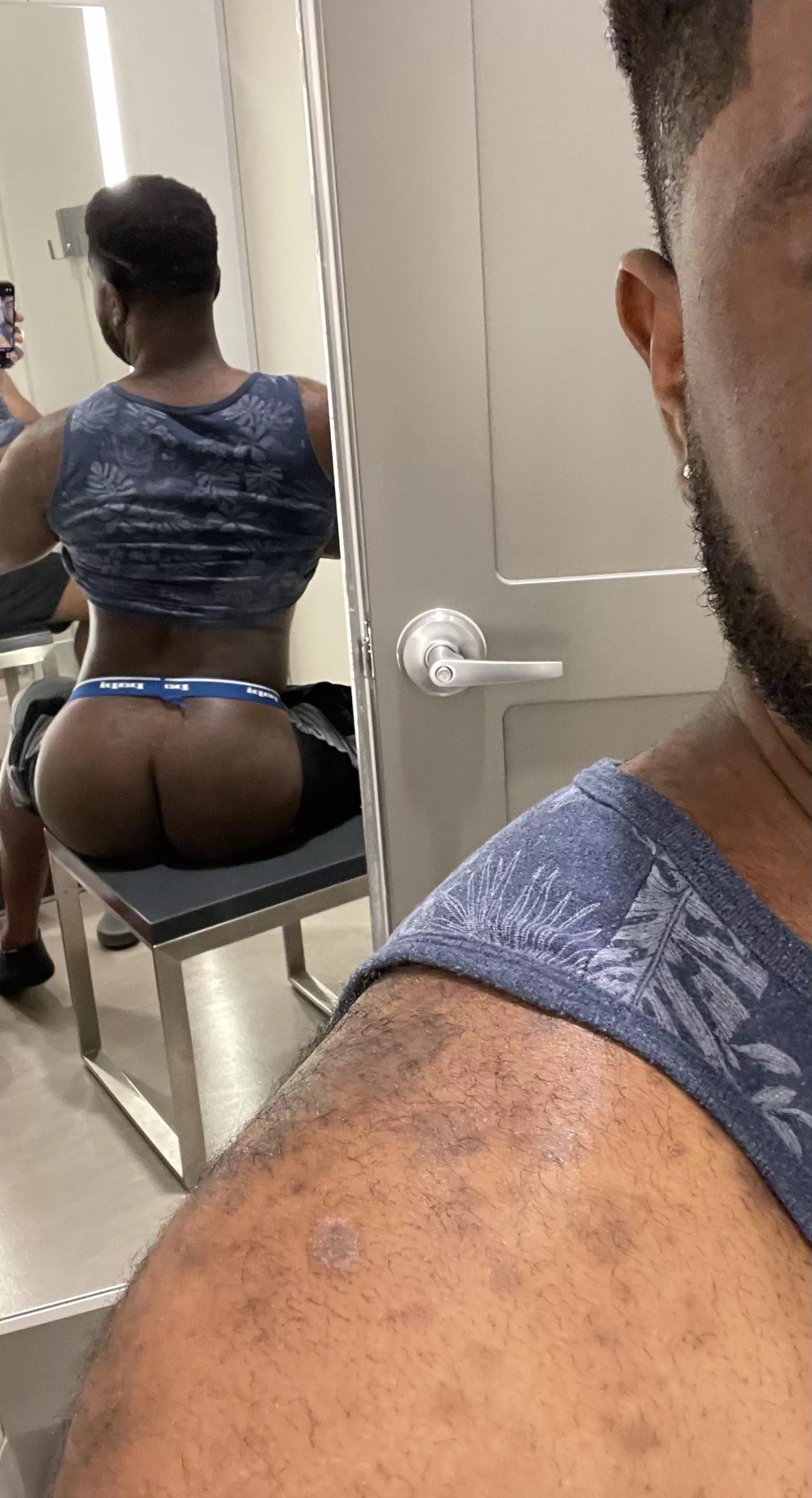 Feeling cheeky in the fitting room.