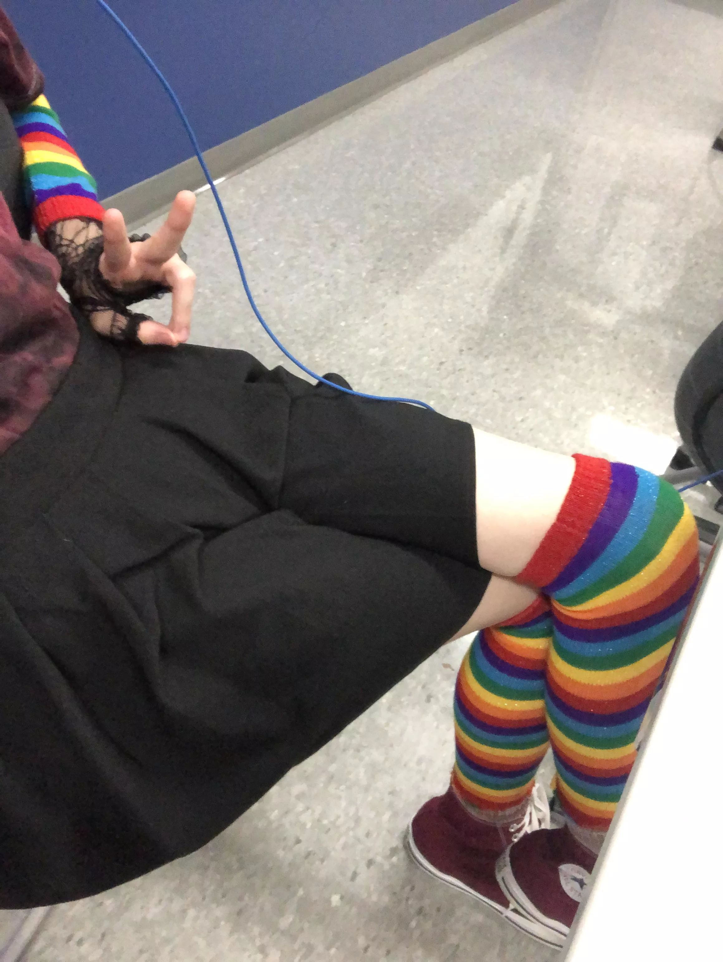 Feeling cute in my skirt and rainbow ðŸ¥°