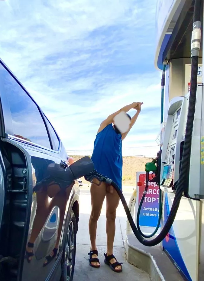 Feels so good to stretch when pumping gas :)