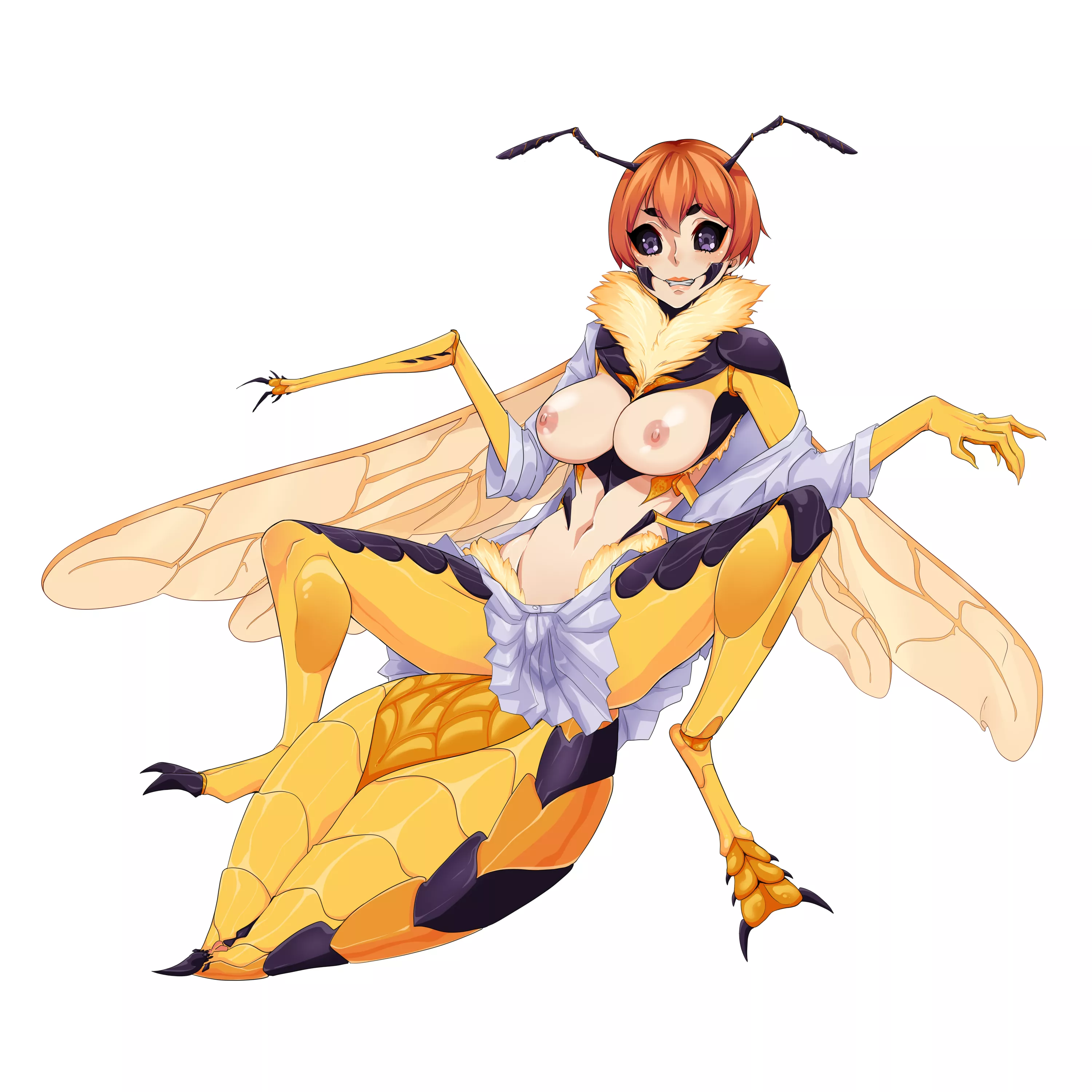 Female Human Turn into Humanoid Wasp. Commission