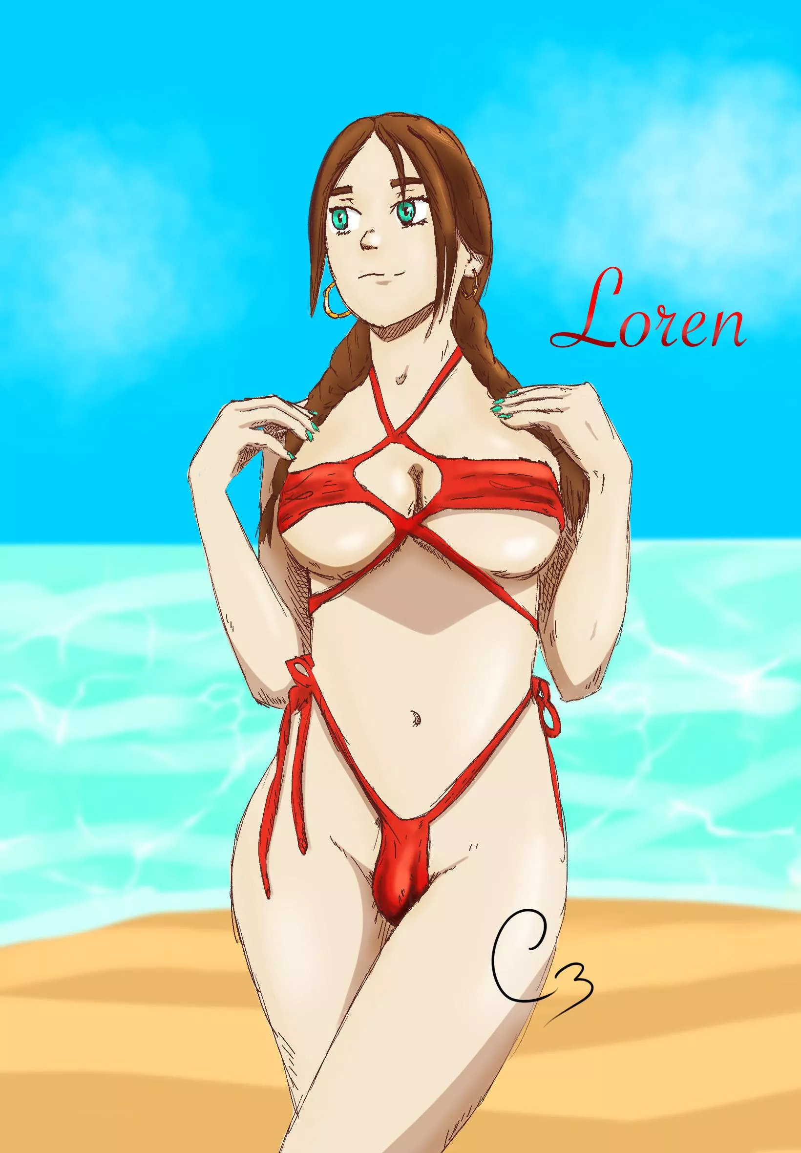 Finished first ilustration of Loren, my first futa OC