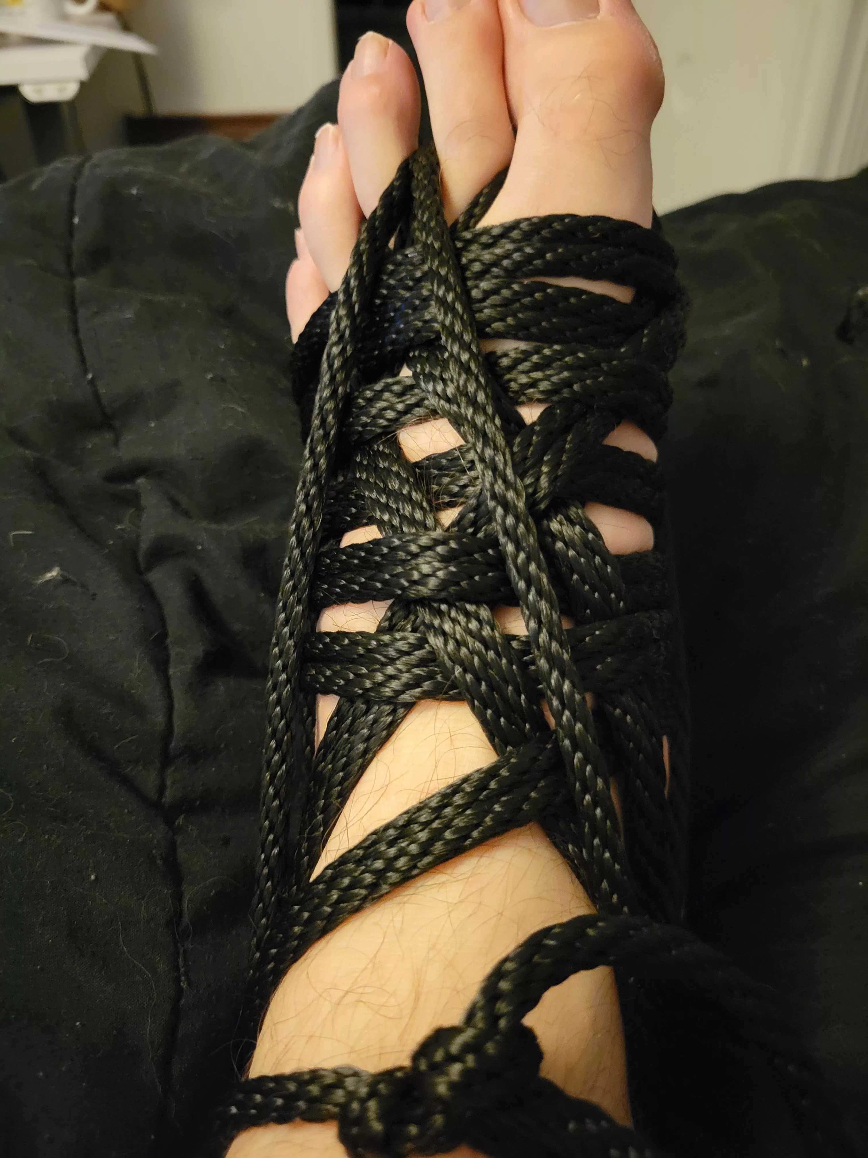 First attempt at a foot bind and compression.