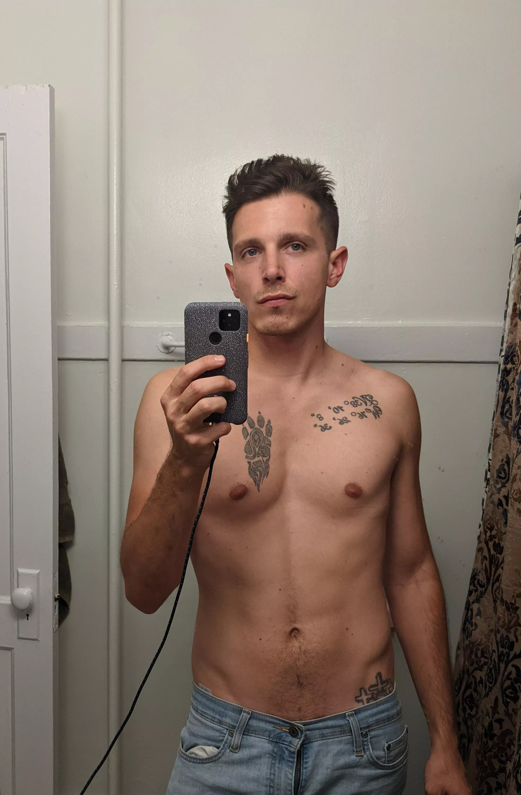 First time posting shirtless. I was nervous and forgot to smile. Next time. Cheers!