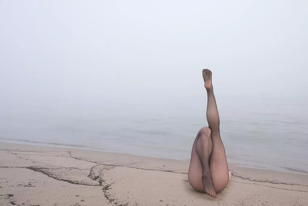 Fishnets on the beach.