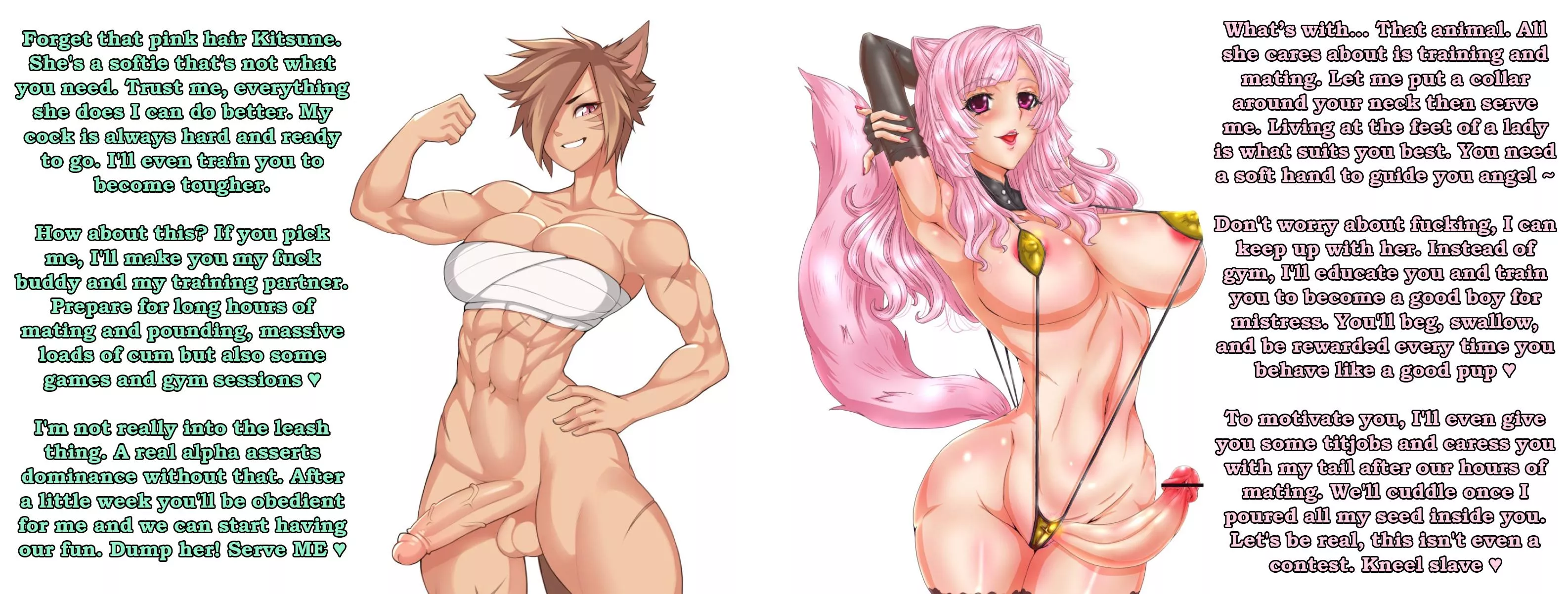 Fit Cat Futa and Lady Kitsune fight for you. Who will you serve? ♡ [Vote in Comments ♡]