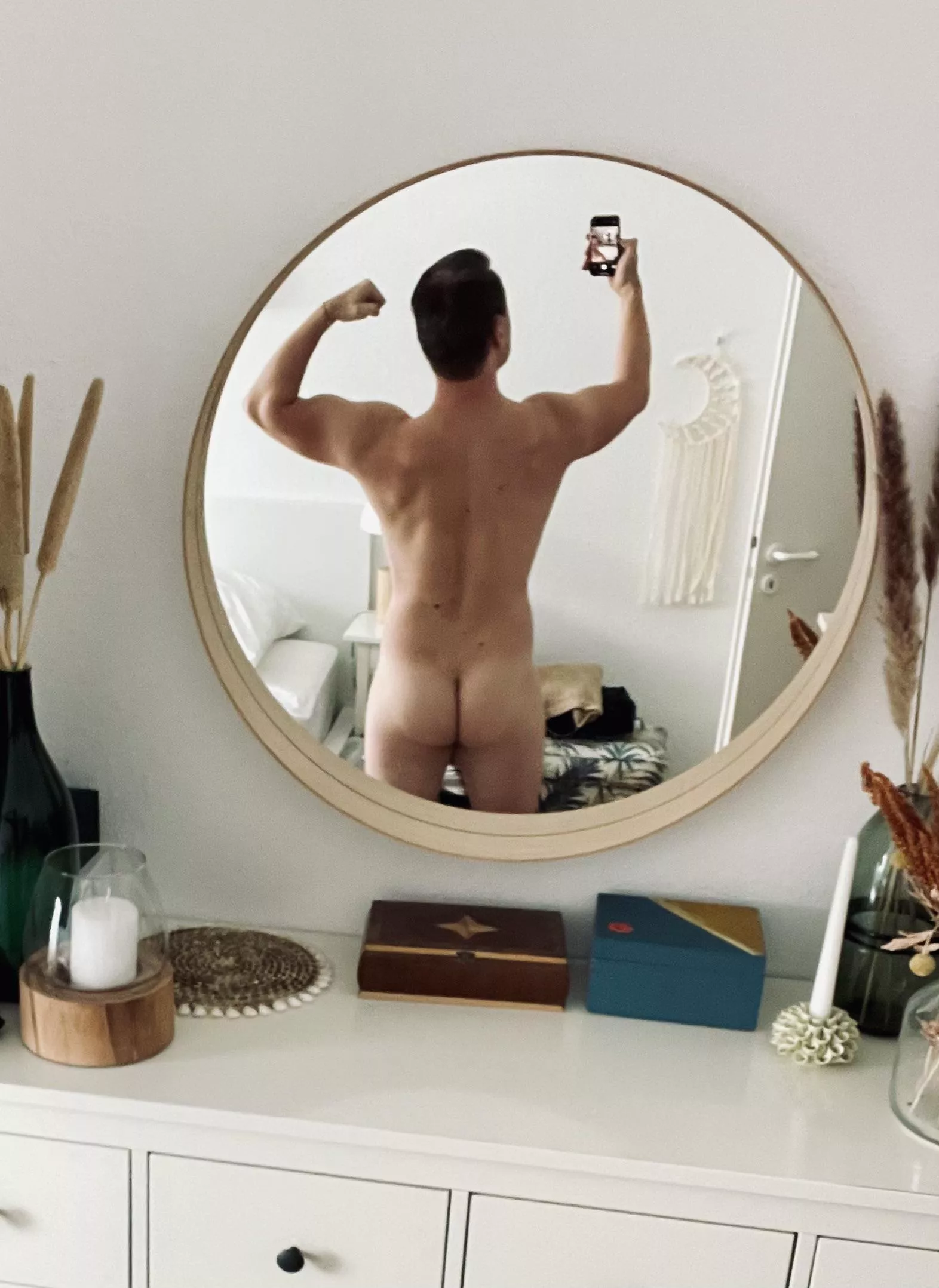 Flexing in the bedroom mirror - how do you like my back and ass? [m]