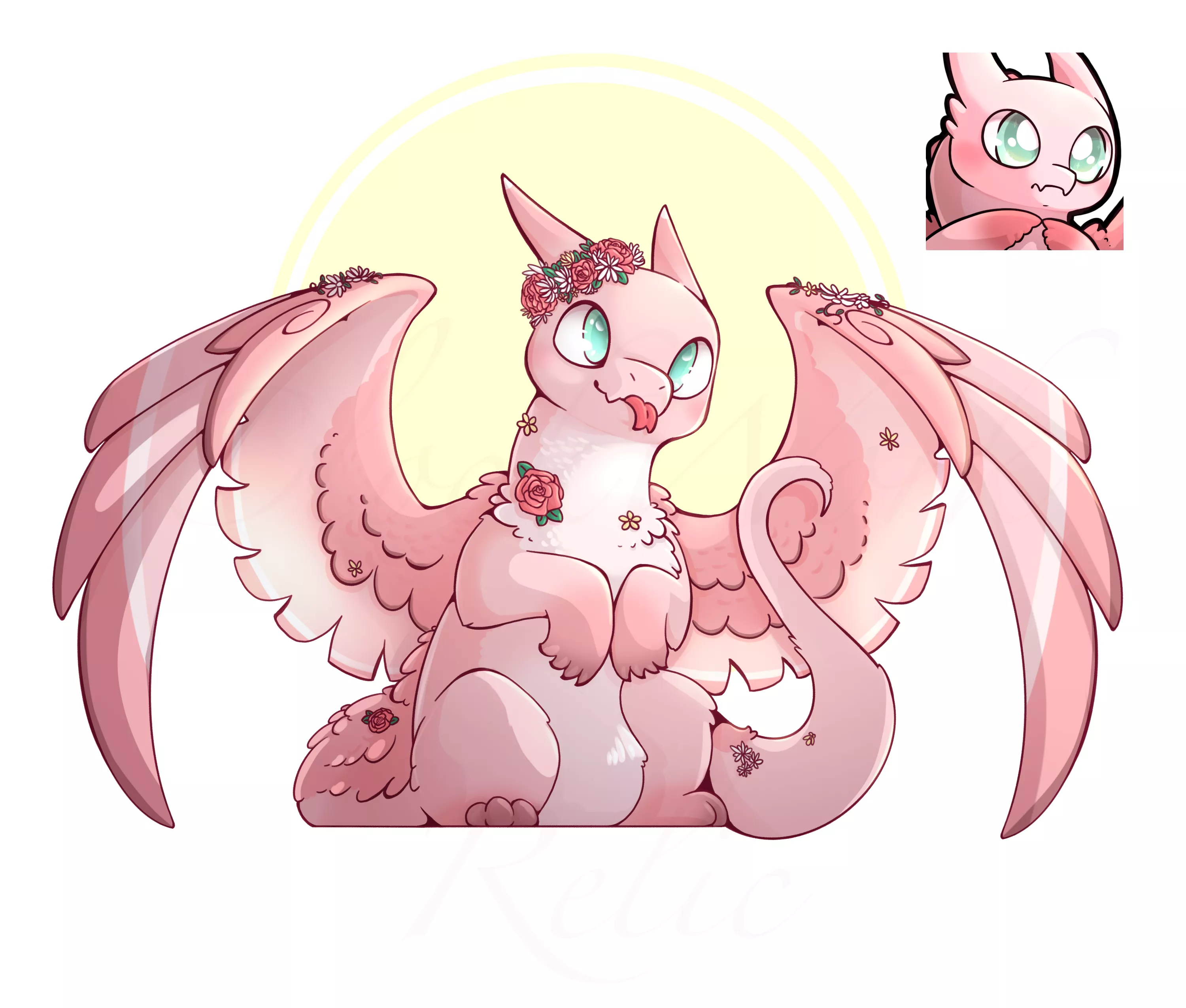 Flora - Flower Dragon Commission (art by me) - I recently finished this commission for the dragon and emote. Now I’m working on 5 more emotes of this character.