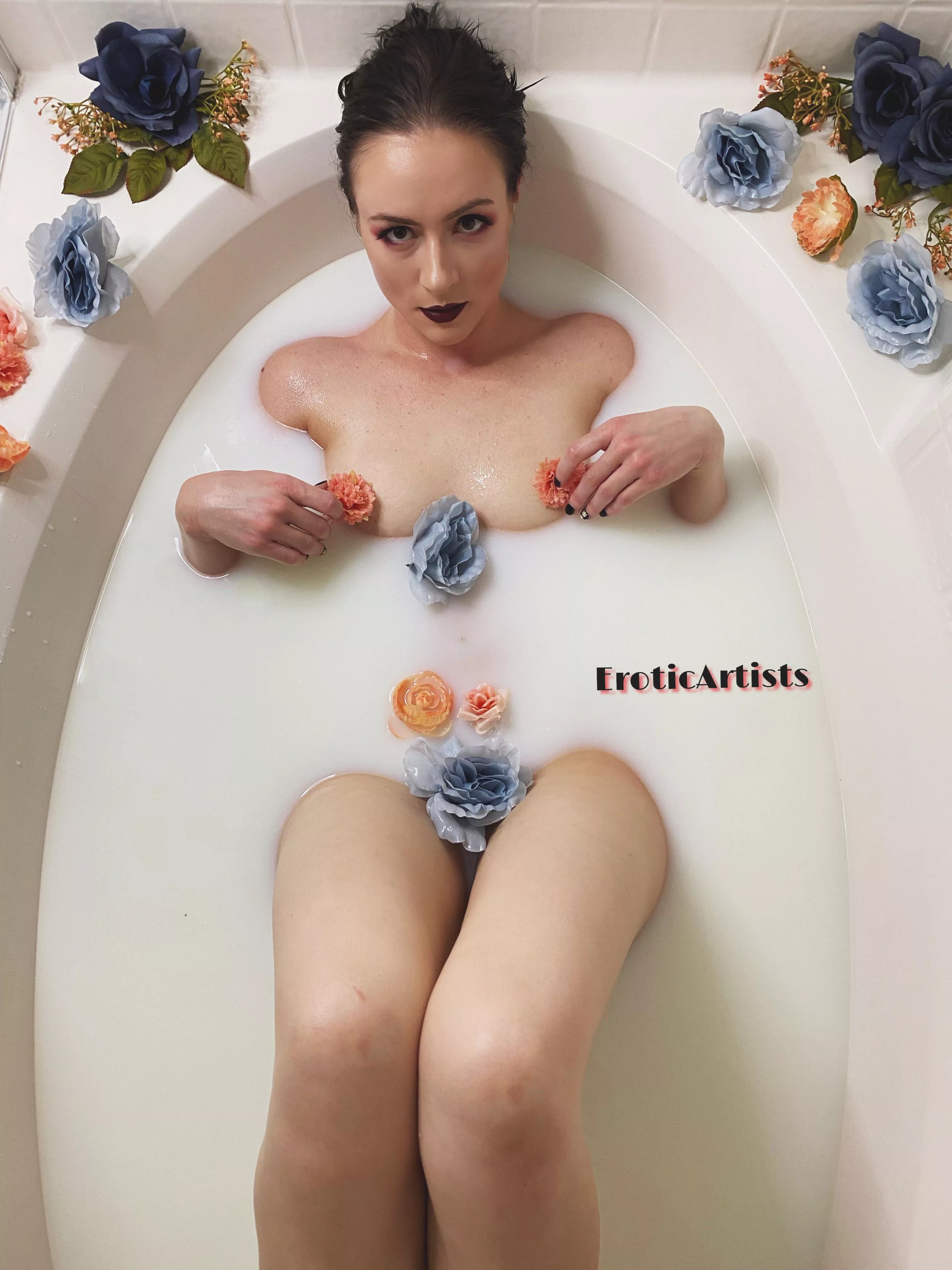 Flowers in a milk bath