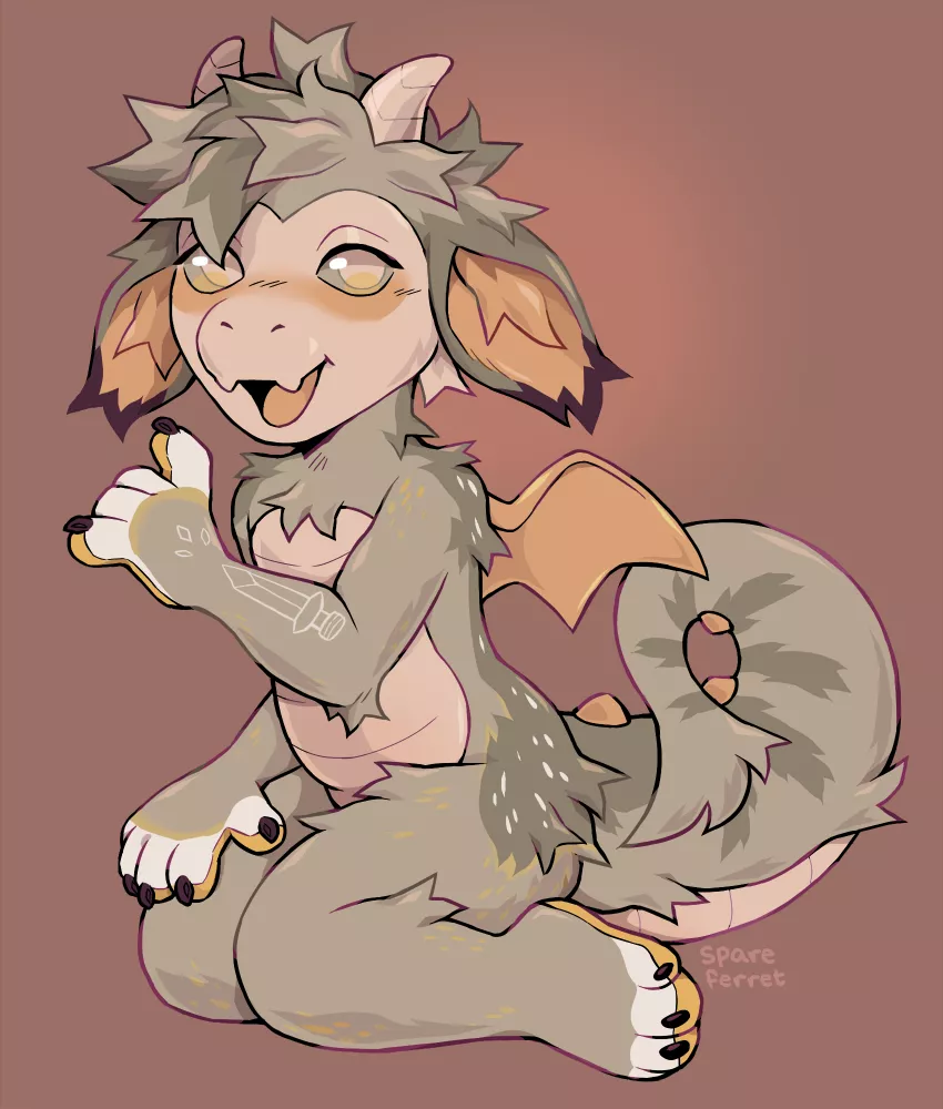 Fluffiest dragon (art by me, spareferret on twitter)