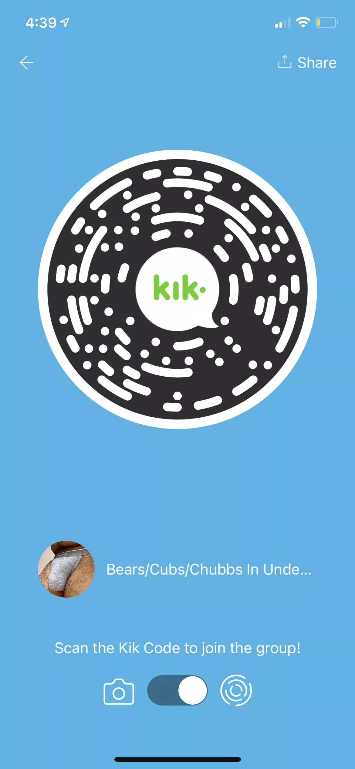 For anyone interested with Kik, there is a group that caters to Bears, Cubs, Chubs, etc. interested in showing off in their underwear! # for group is #underwearbearscubschub