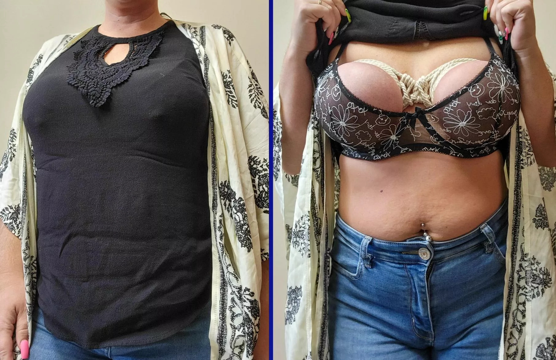 For those that requested, and because I love showing off ðŸ˜‰, here's what my coworkers see and what I'm actually wearing underneath.