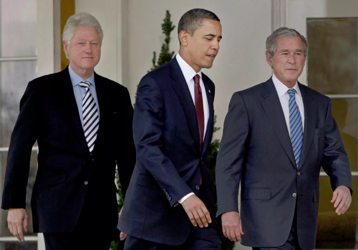 Former US Presidents Bill Clinton, Barack Obama, and George W. Bush