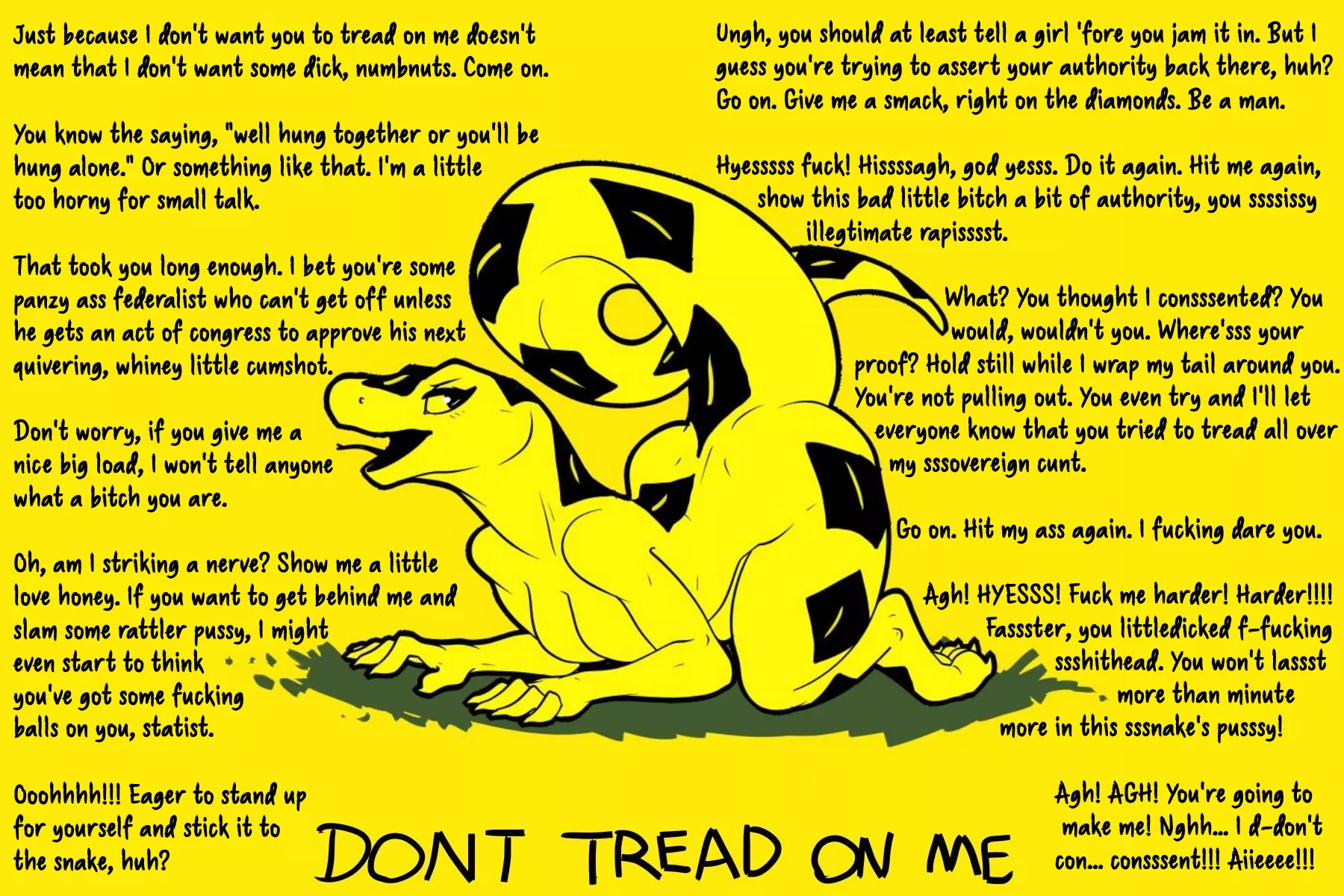 Found this on /wg/ [Gadsden Flag] [Scalie] [Snake] [Yellow] [Treading] [Blackmail]