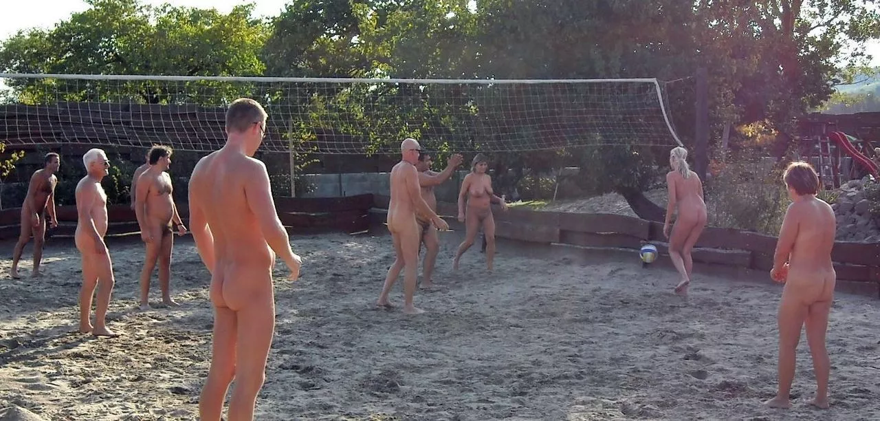 Friendly game of beach volleyball