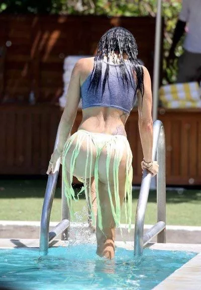 Fringed thong at pool