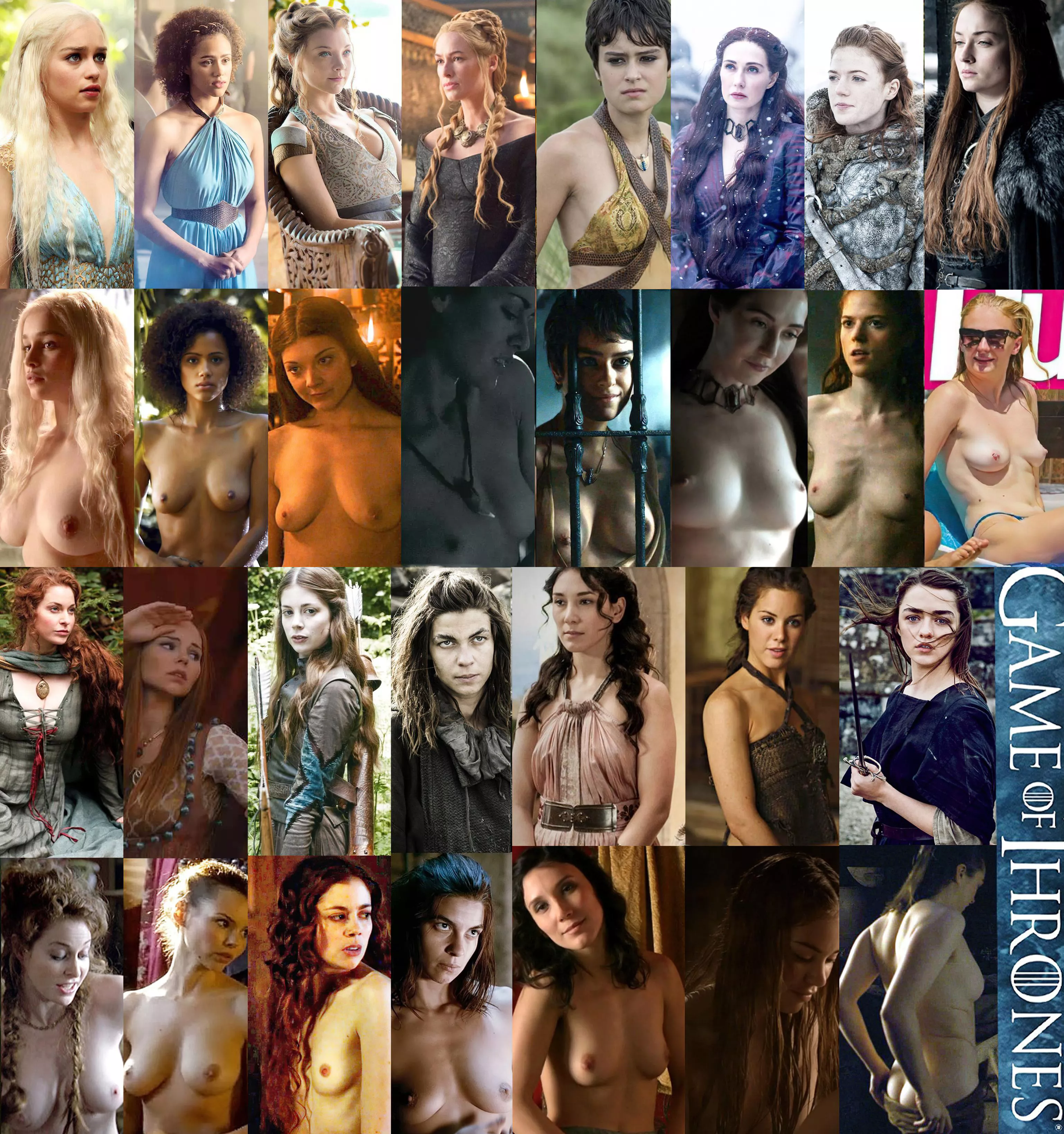 Game of bewbs (Emilia Clarke, Nathalie Emmanuel, Natalie Dormer, Lena Headey, Rosabell Laurenti Sellers, Carice van Houten, Rose Leslie, Esme Bianco, Eline Powell, Charlotte Hope, Roxanne McKree, Sophie Turner, Maisie Williams, Sibel Kekill, Natalia Tena)