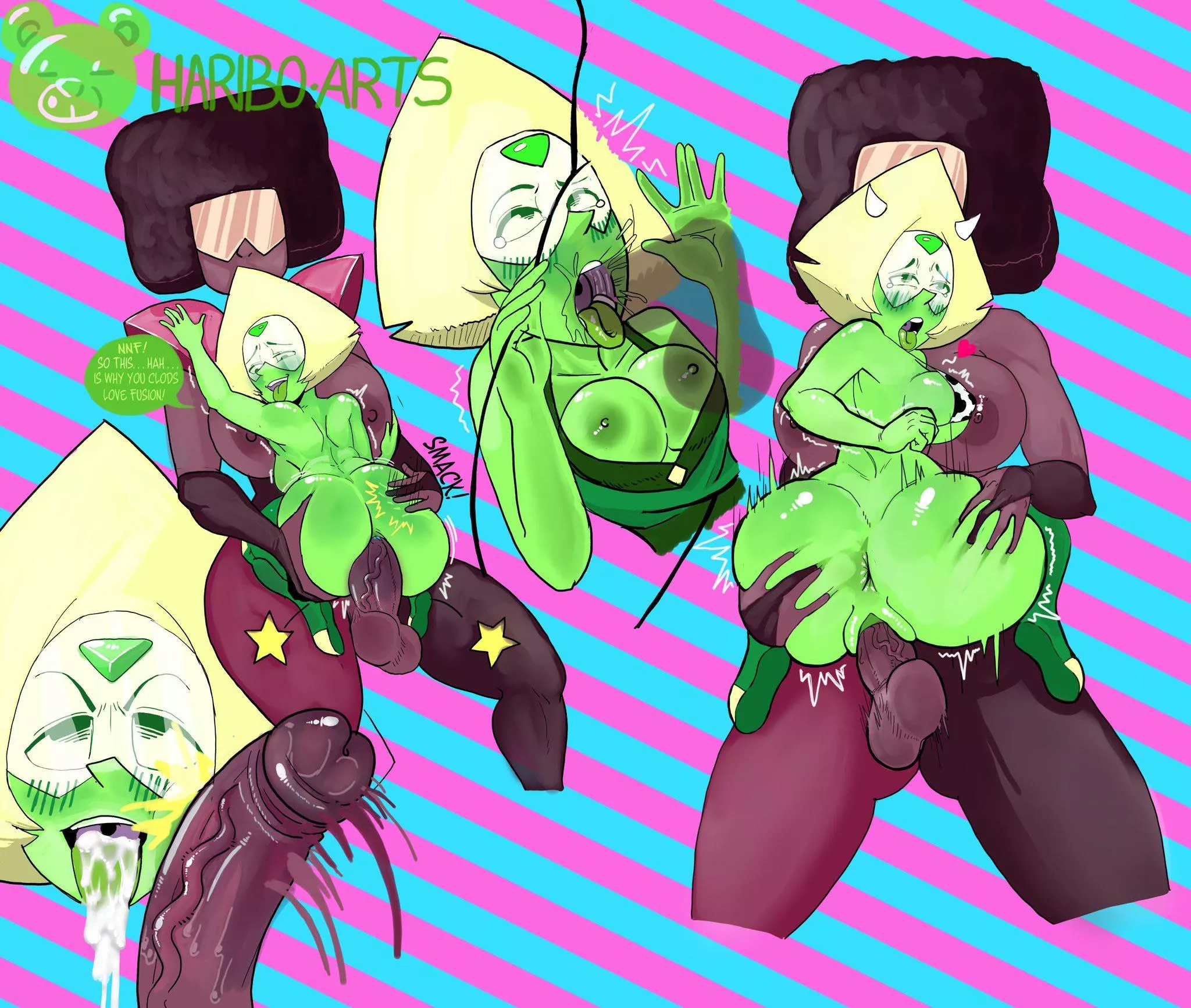 Garnet teaches Peridot about the wonders of fusion! (Art by HaribolAttitude)