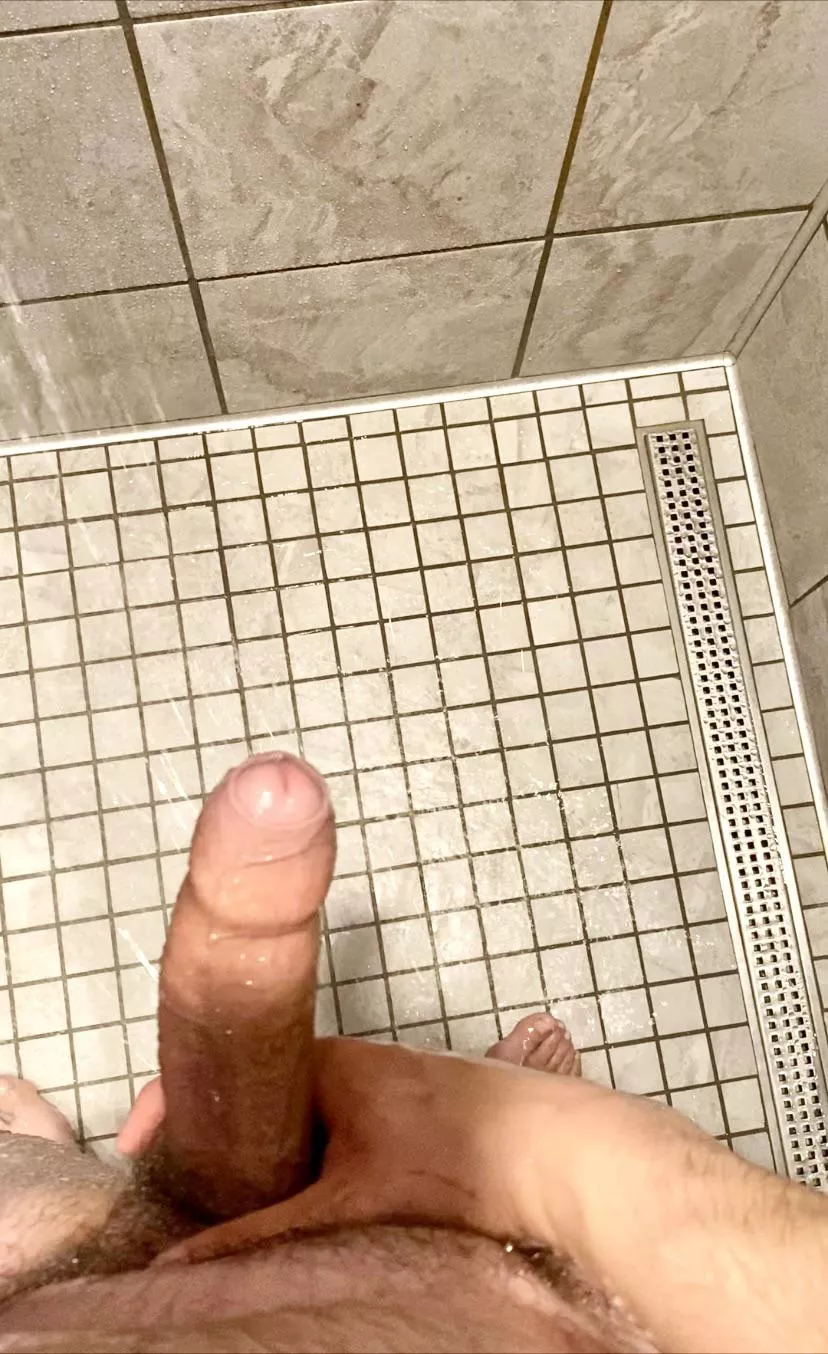 Getting hard in the gym shower