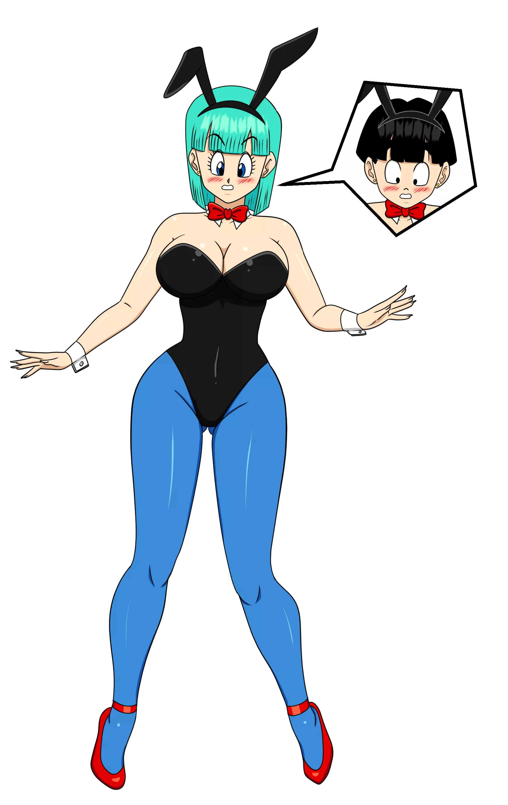 Gohan in Bulma's Body Wearing The Bunny Suit(Artist-Ginyu1992)