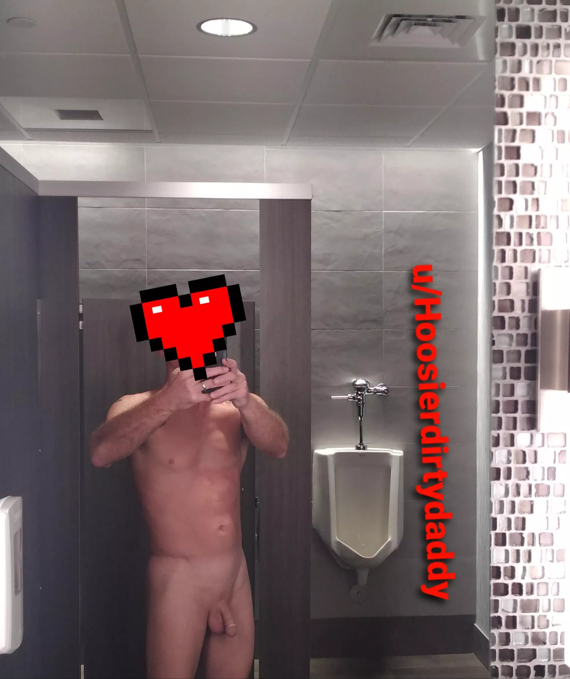 Got brave in the restaurant bathroom (M)