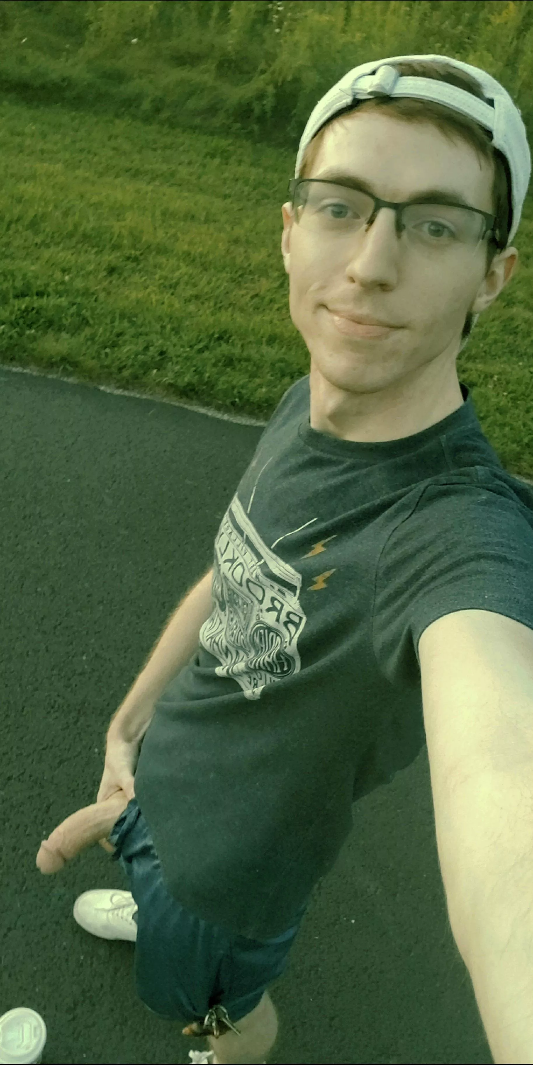 Grabbed a coffee and my cock to go enjoy the sunset at the park.