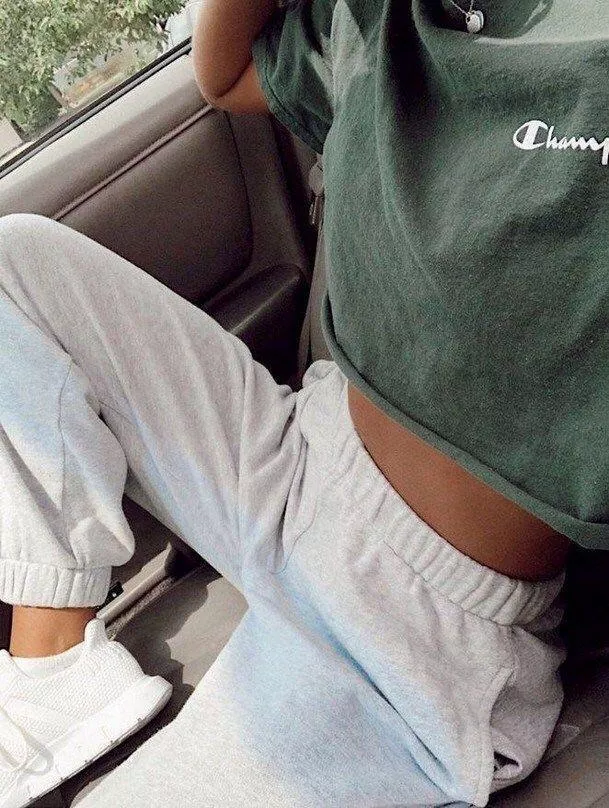 Green crop top and sweatpants