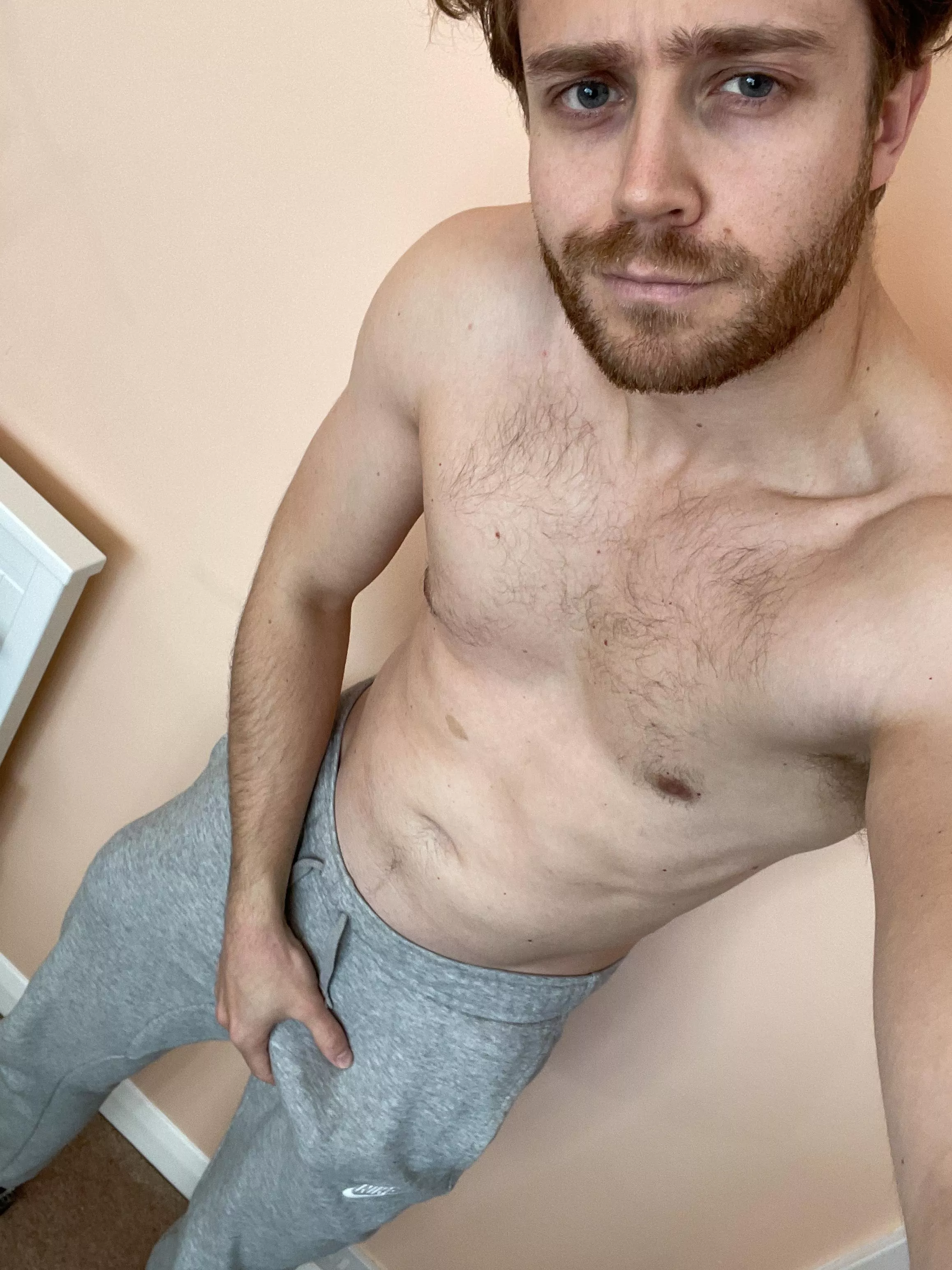 Grey sweats bulge vibe