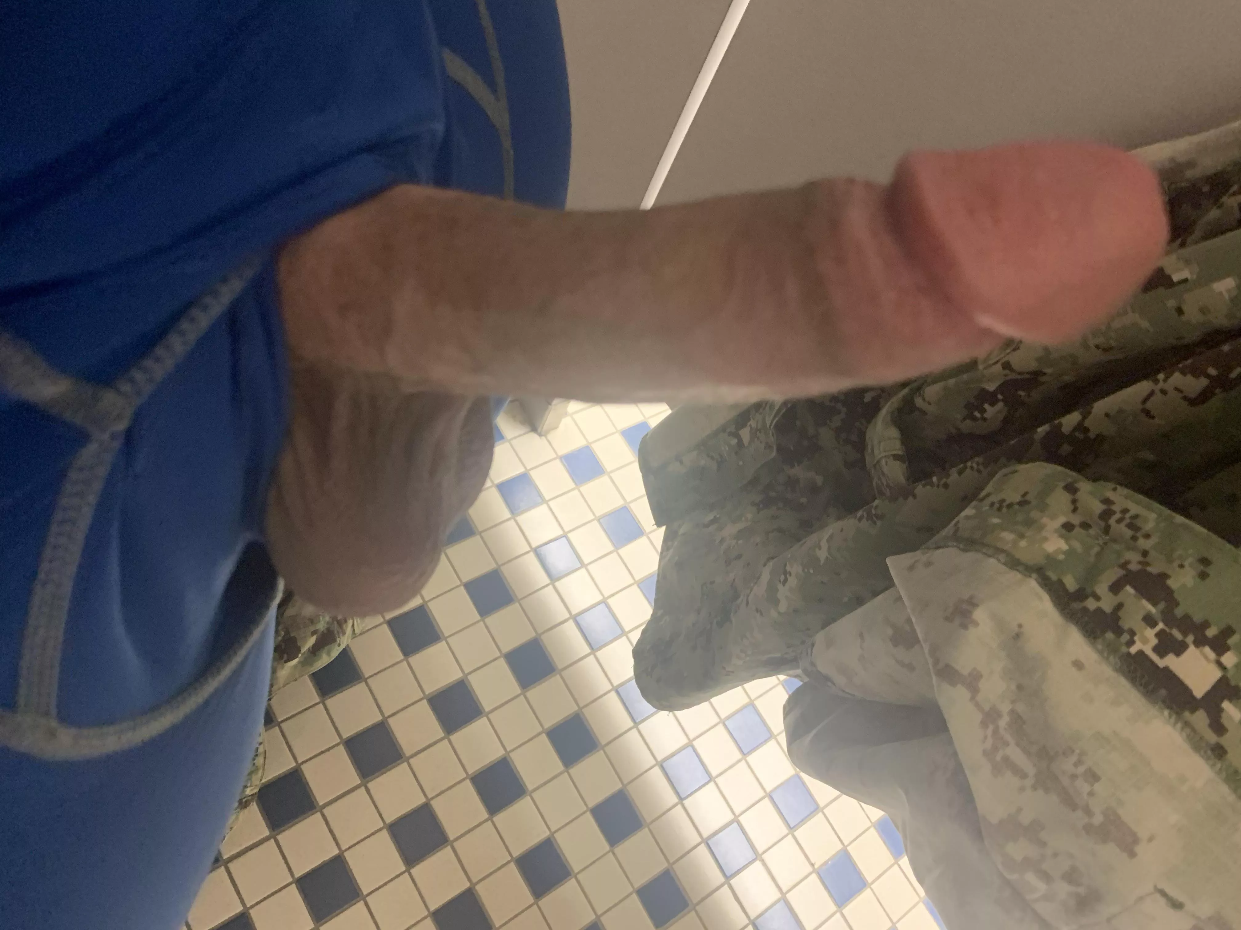 Had to take off the uniform otherwise nobody could see my cock