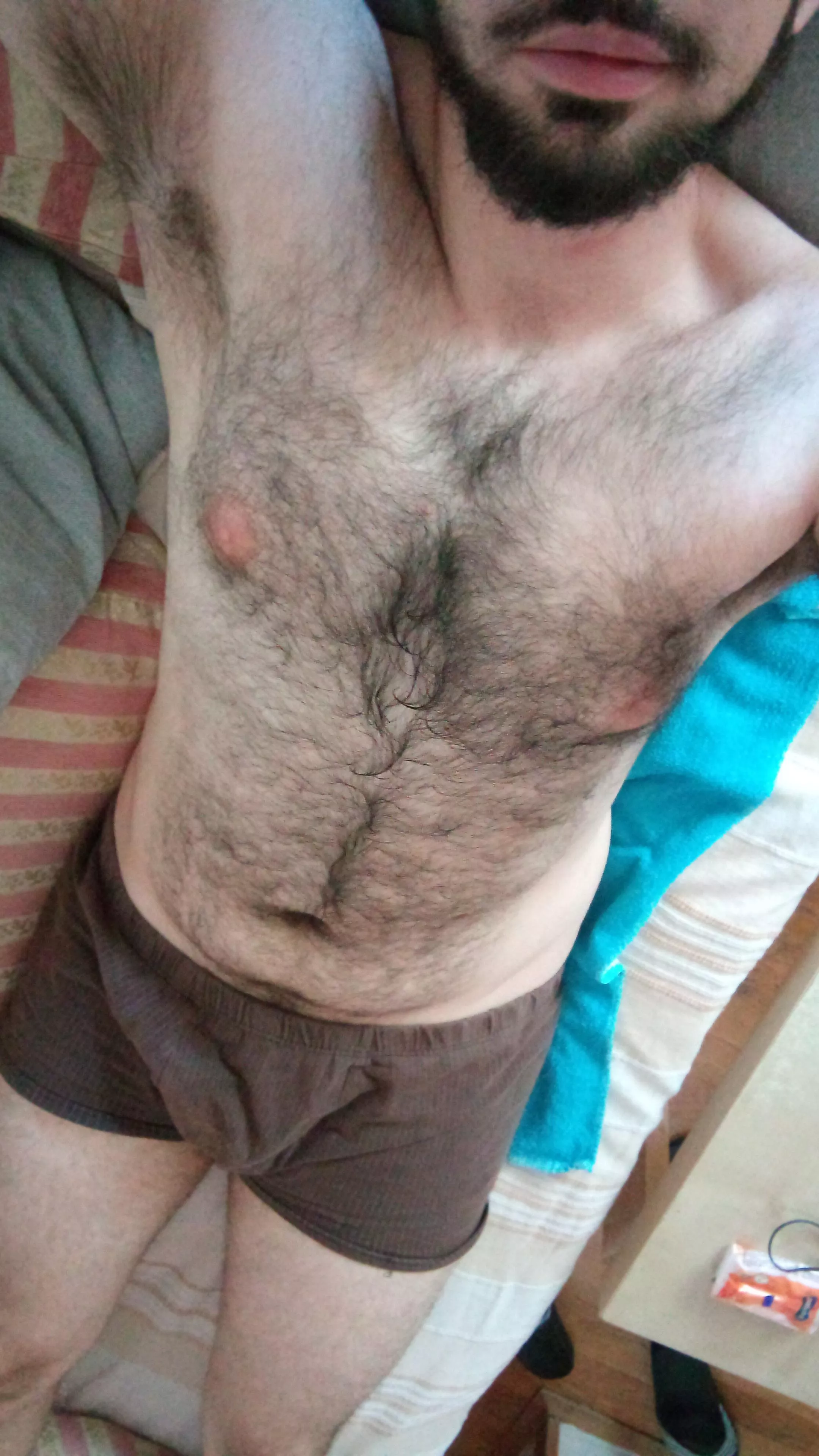 Hairy, horny and sweaty ðŸ˜‰ Anyone for some fun on Snapchat?