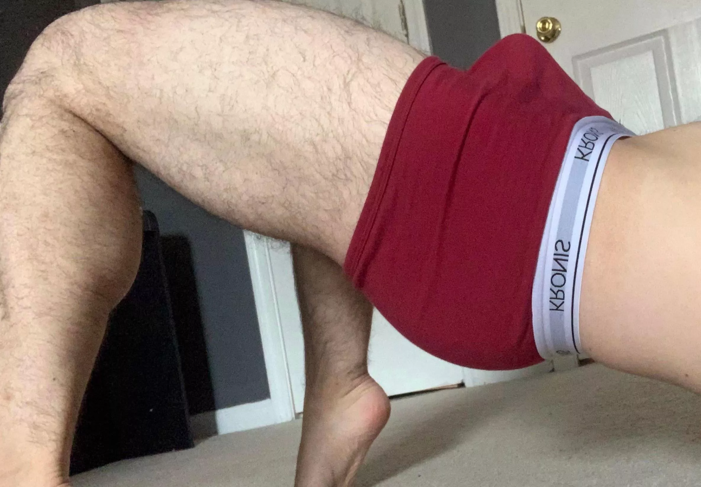 Hairy legs and a bulge