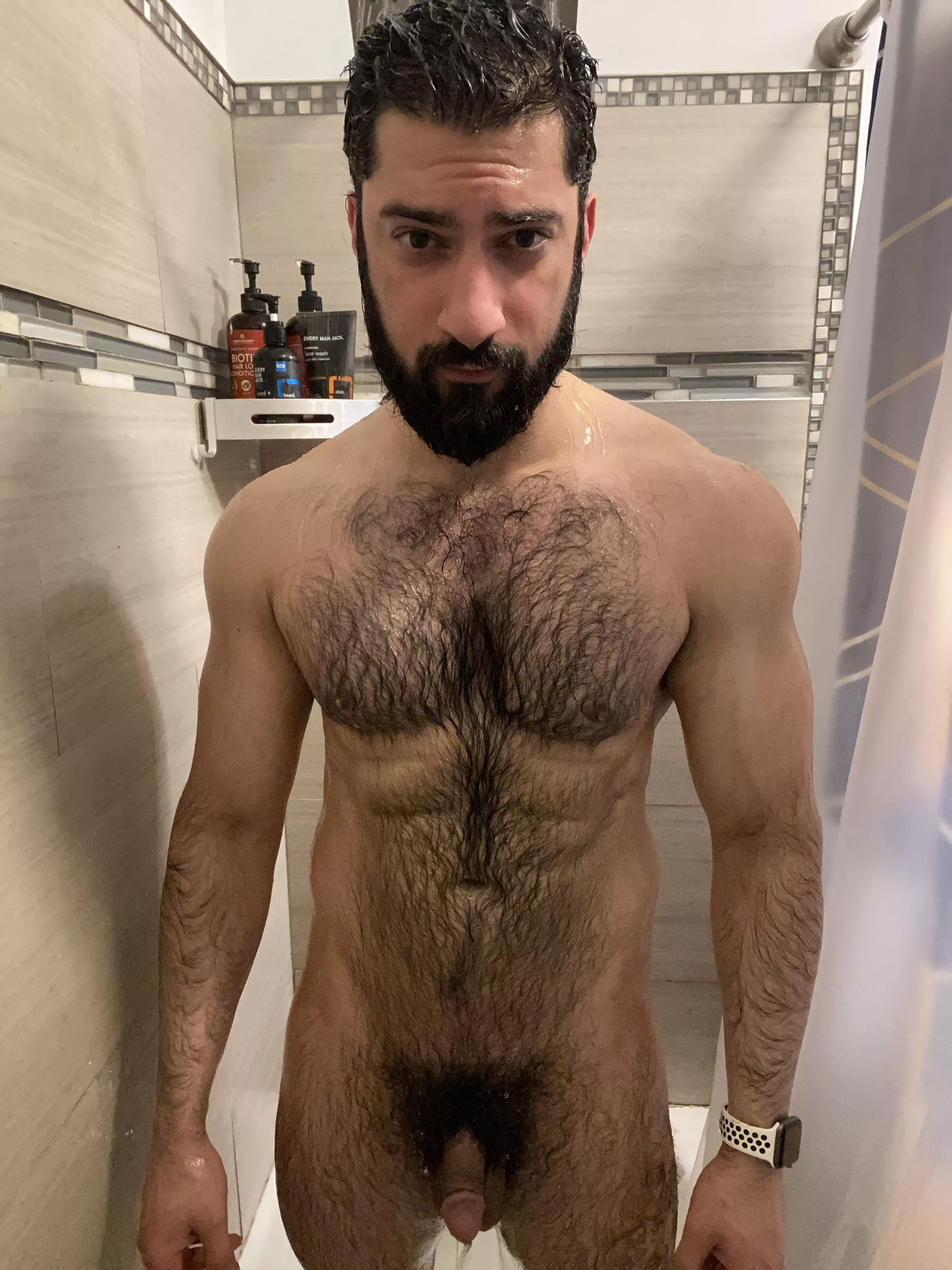 Hairy muscle in the shower