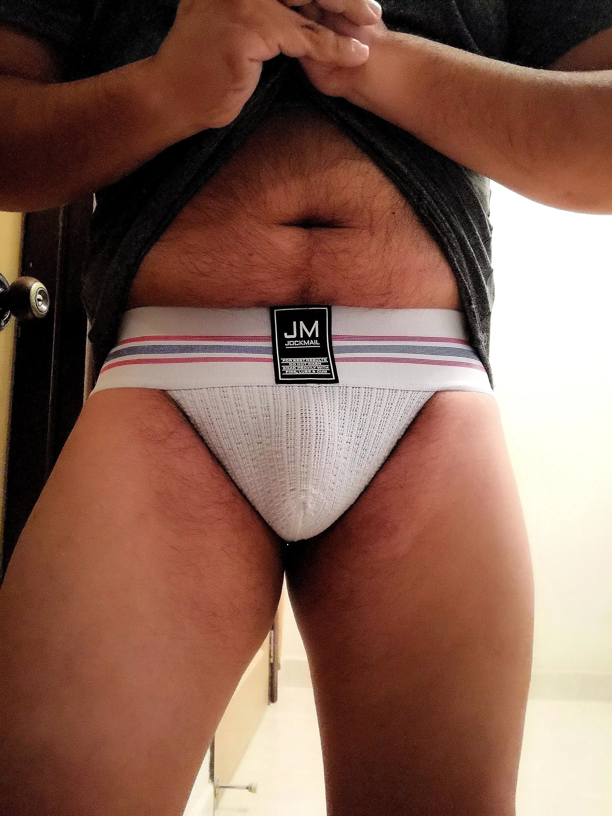 Half-Chinese dadbod cub here celebrating the last 2 days of Jocktober, in my favourite white jocks - Pt 1.