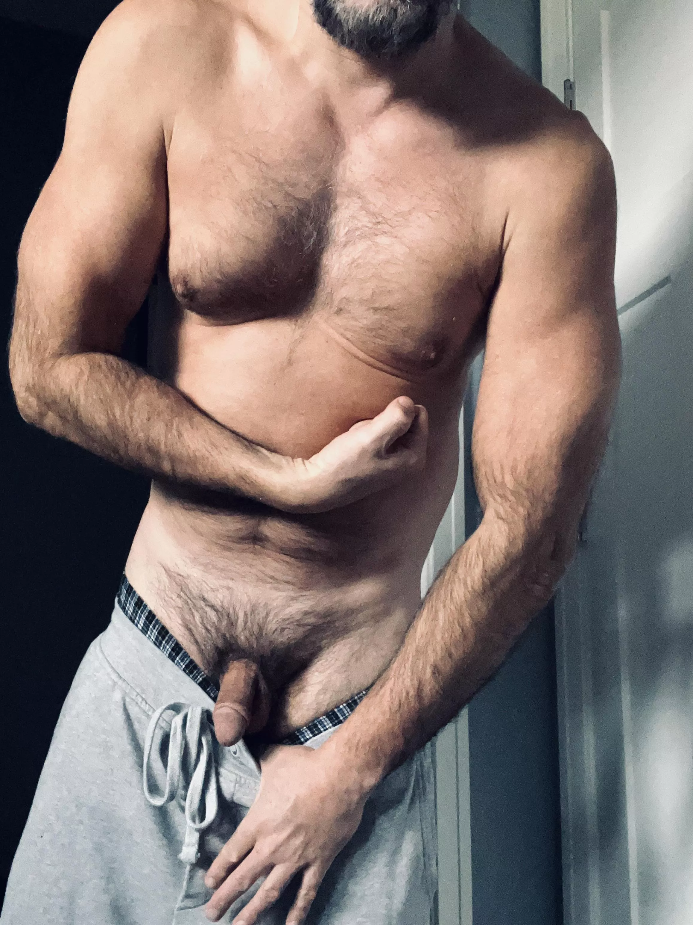 Hanging out in grey sweats