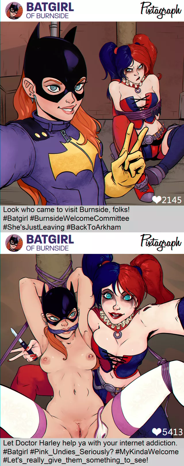 Harley Quinn turning the tables on Batgirl (SanePerson) [Batman]