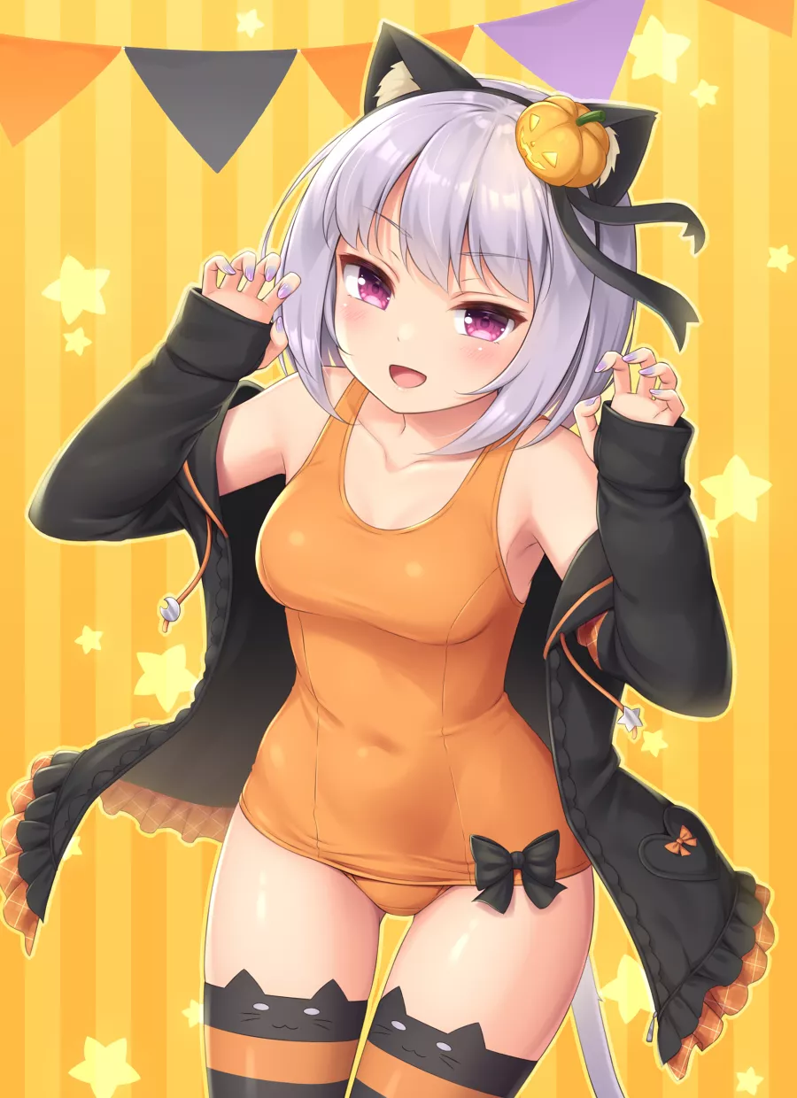 Haronyan Halloween Swimsuit Cat Girl Wants Some Sweets! (Sasaame) [Original]