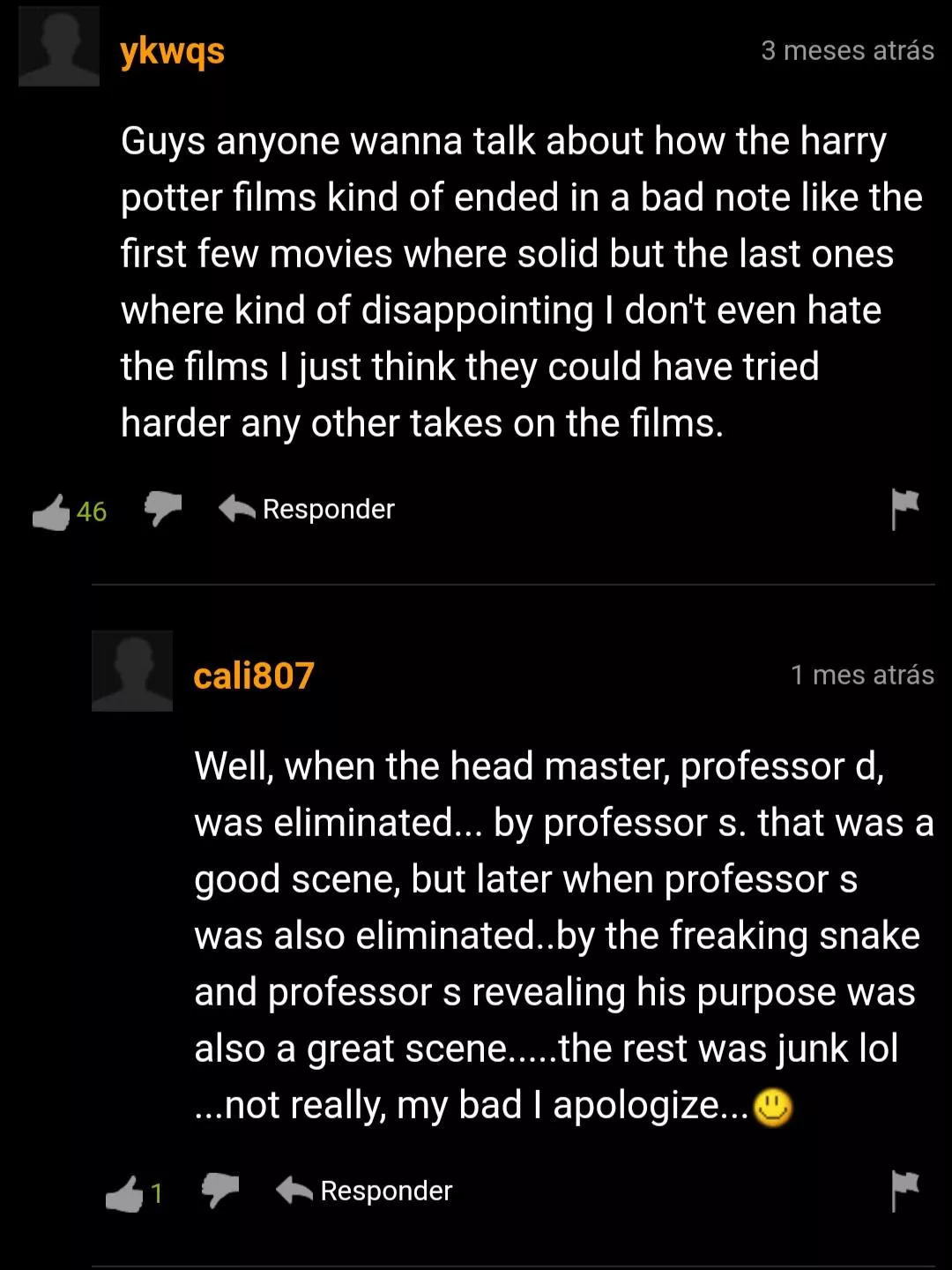 Harry Potter films ended on a bad note :/